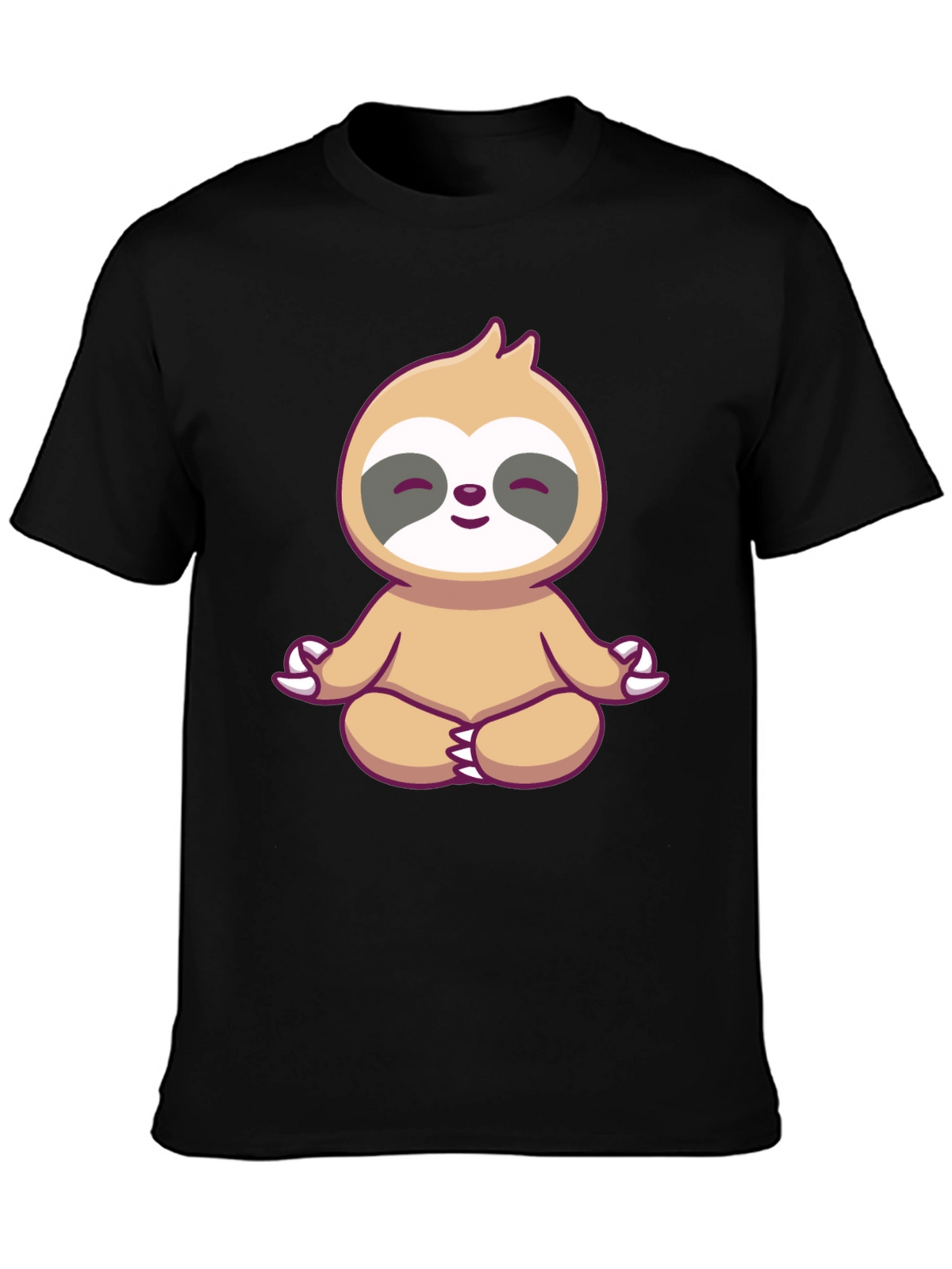 Zen Sloth Graphic Tee - Black Cotton T-Shirt