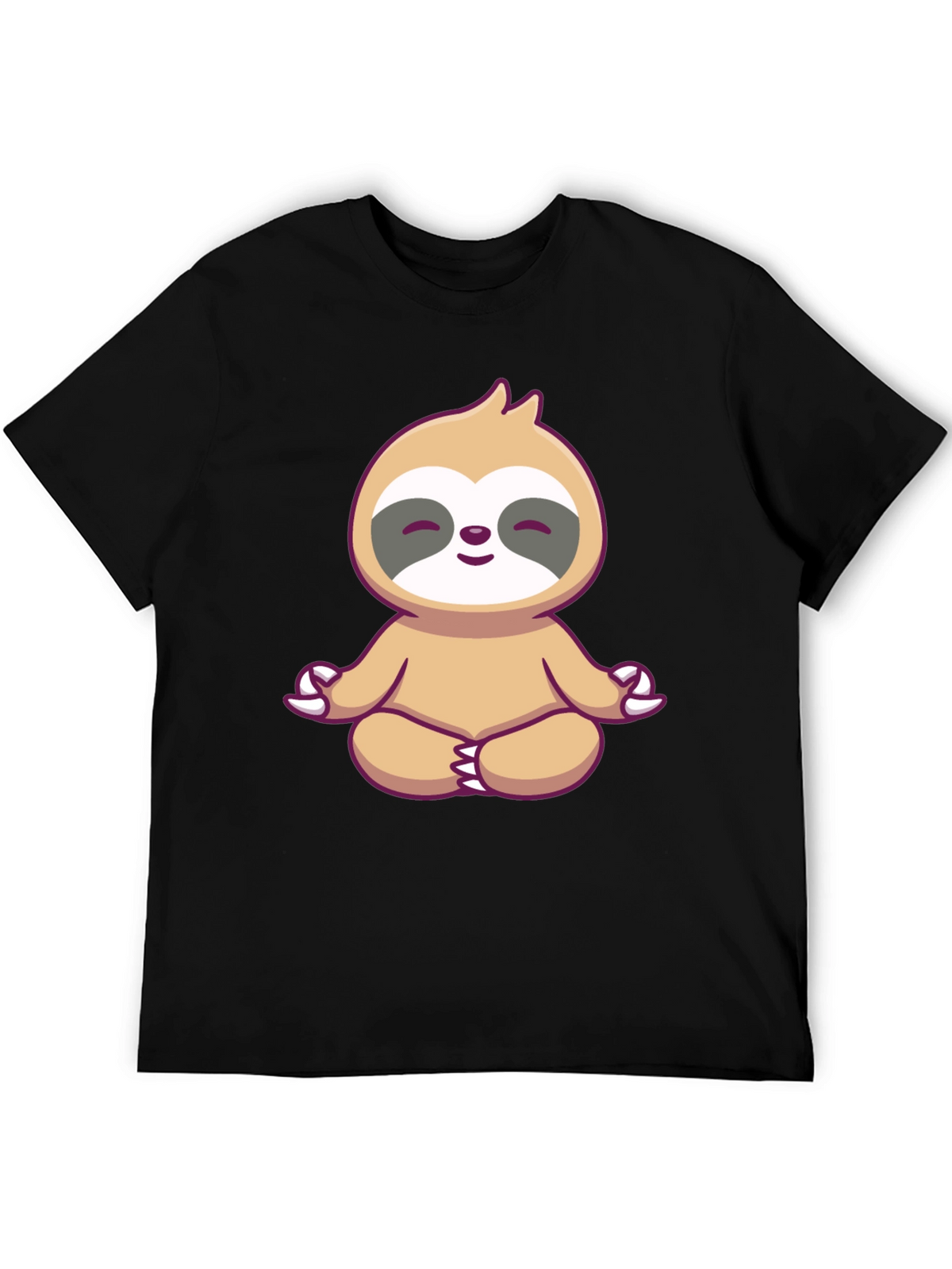 Zen Sloth Graphic Tee - Black Cotton T-Shirt