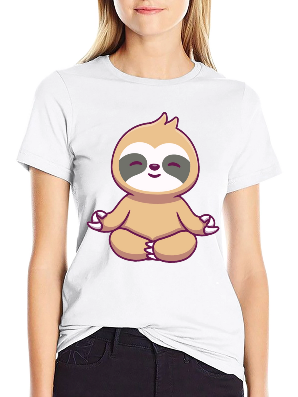 Zen Sloth Graphic Tee - Black Cotton T-Shirt