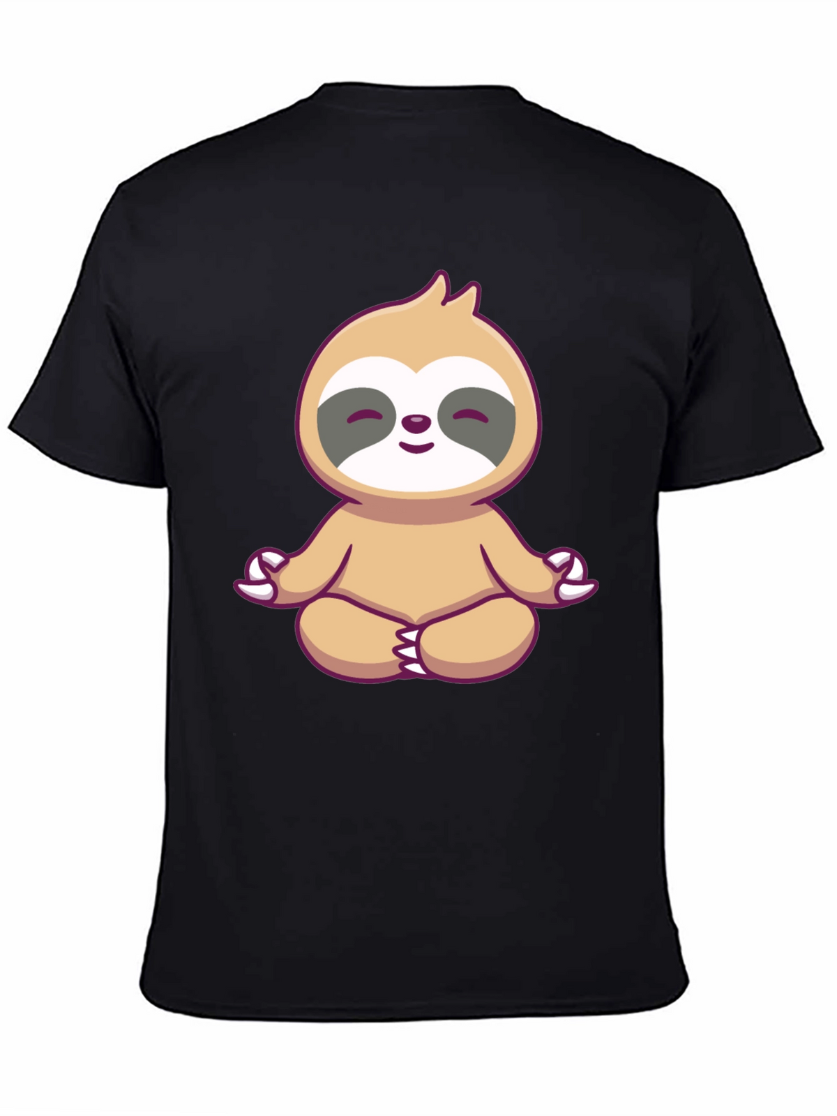 Zen Sloth Graphic Tee - Black Cotton T-Shirt