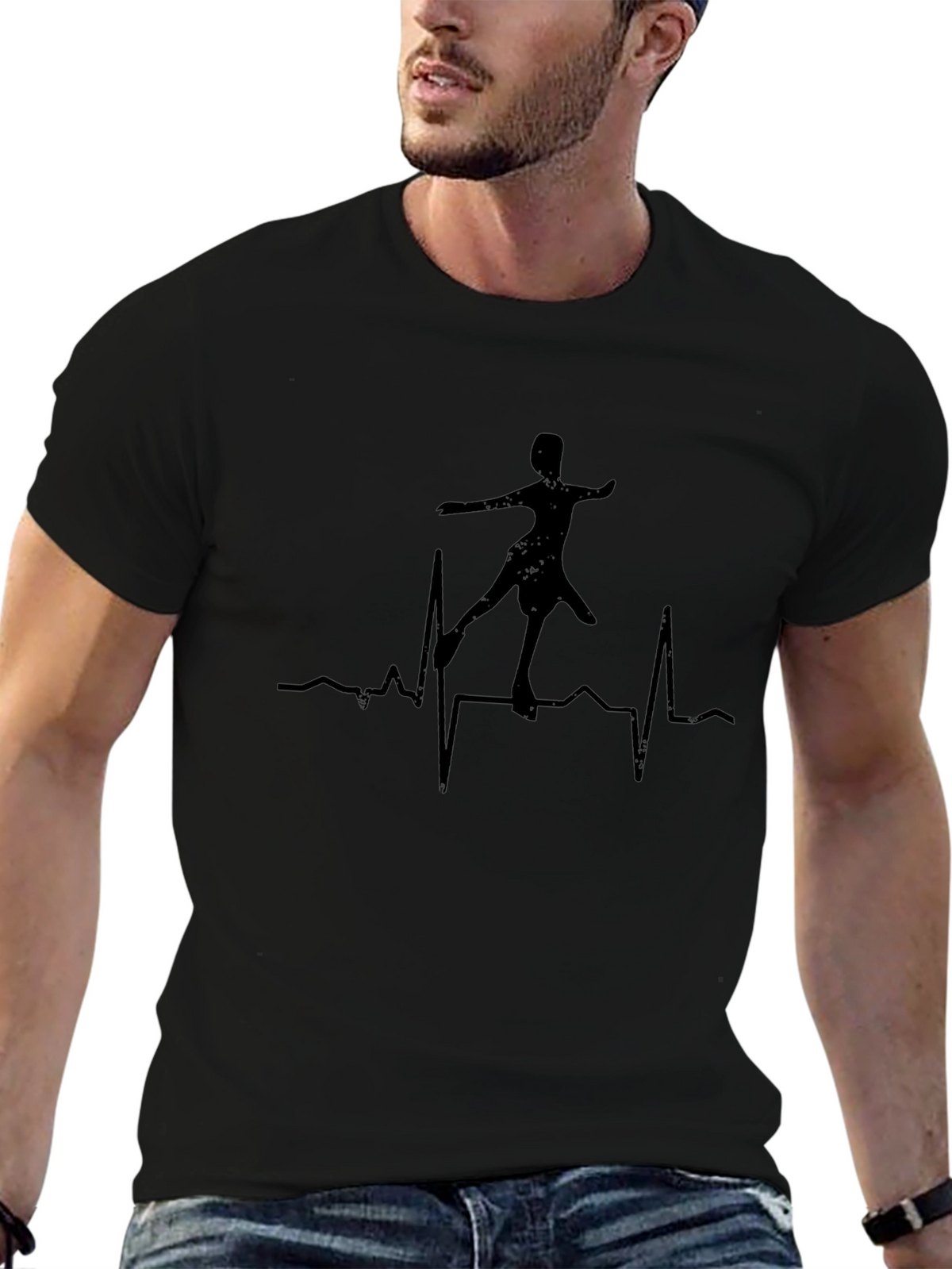 Ballerina Heartbeat Mens Black T-Shirt