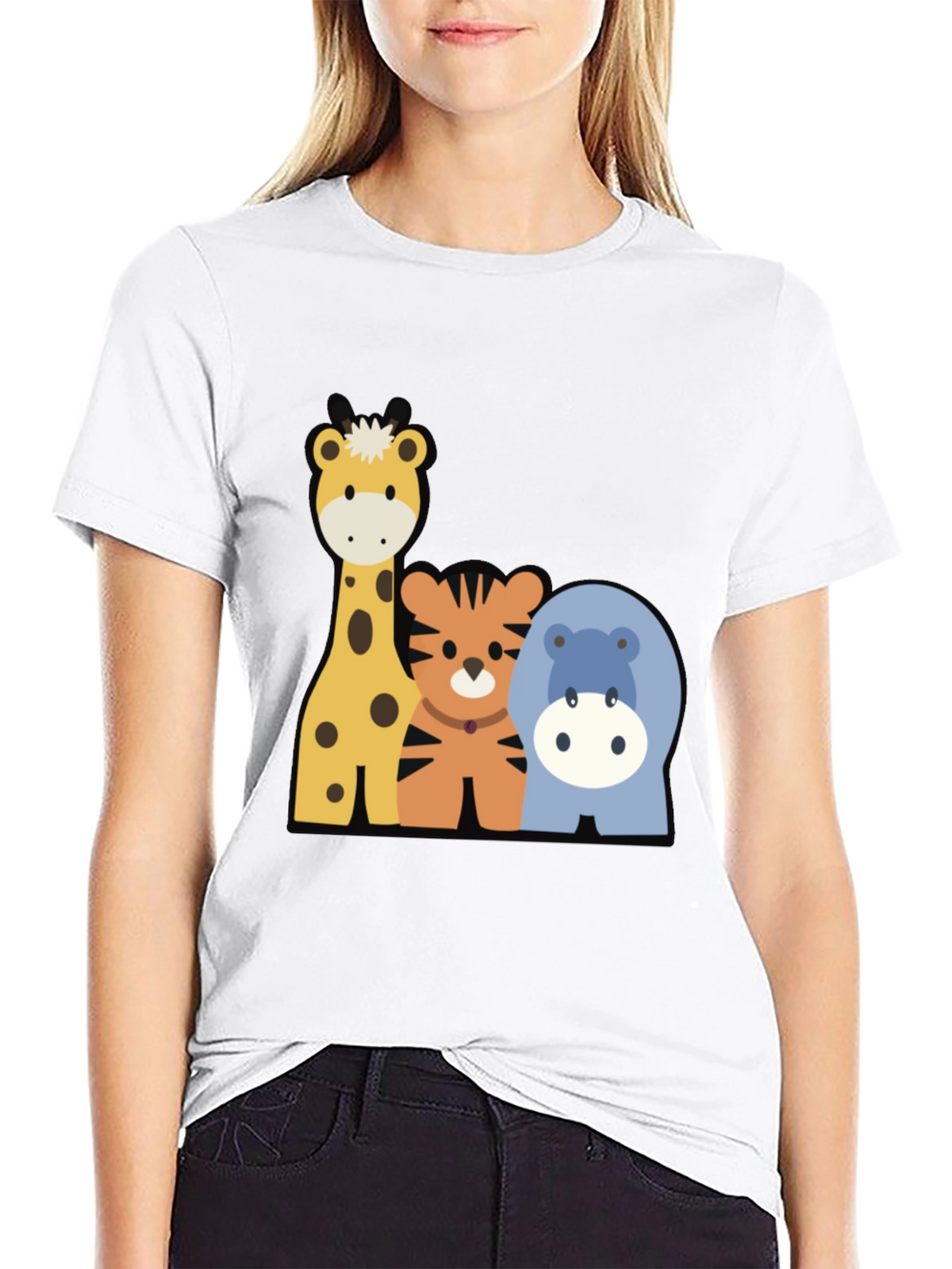 Cartoon Animal Crew Neck Tee