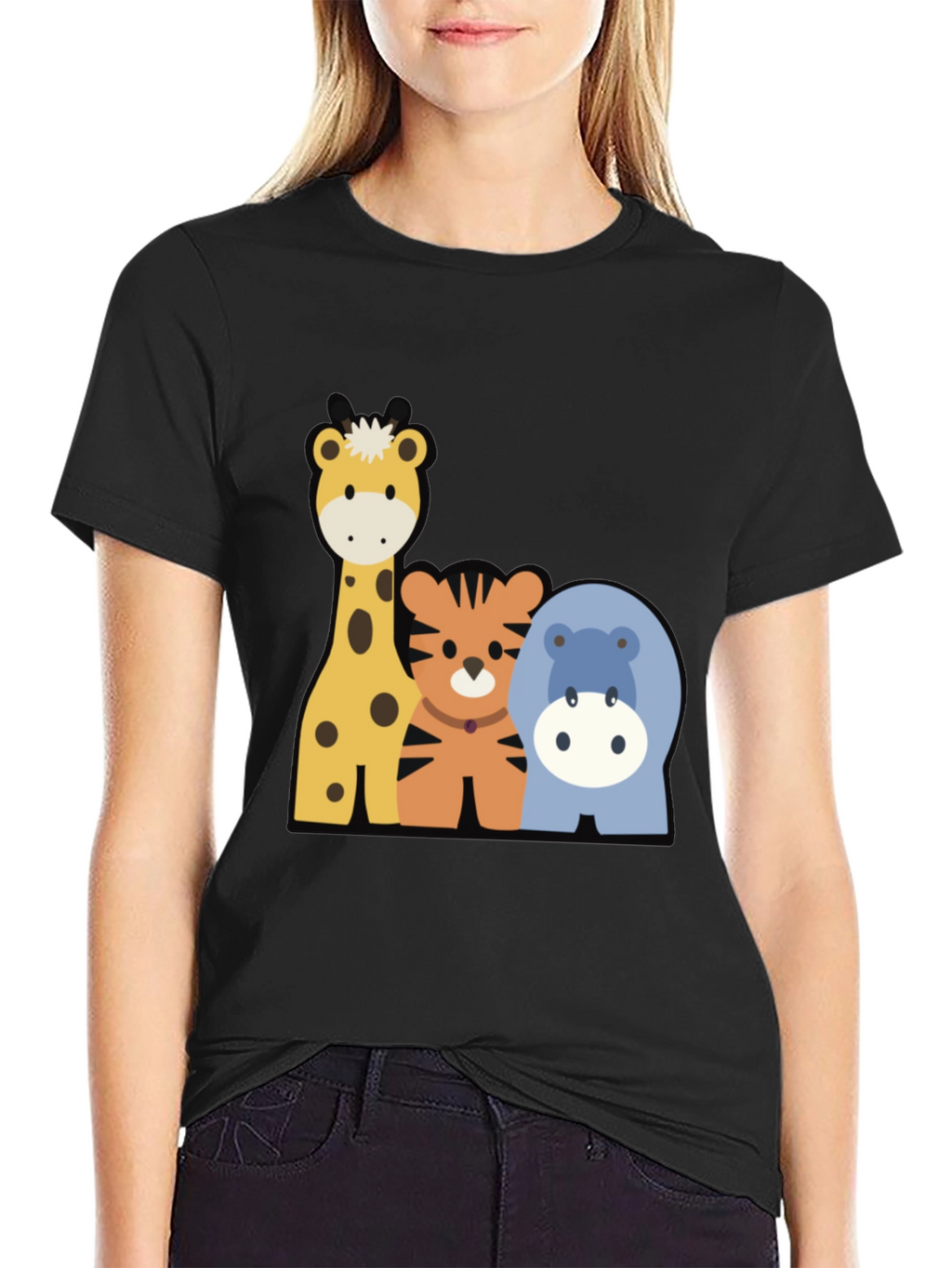 Cartoon Animal Crew Neck Tee