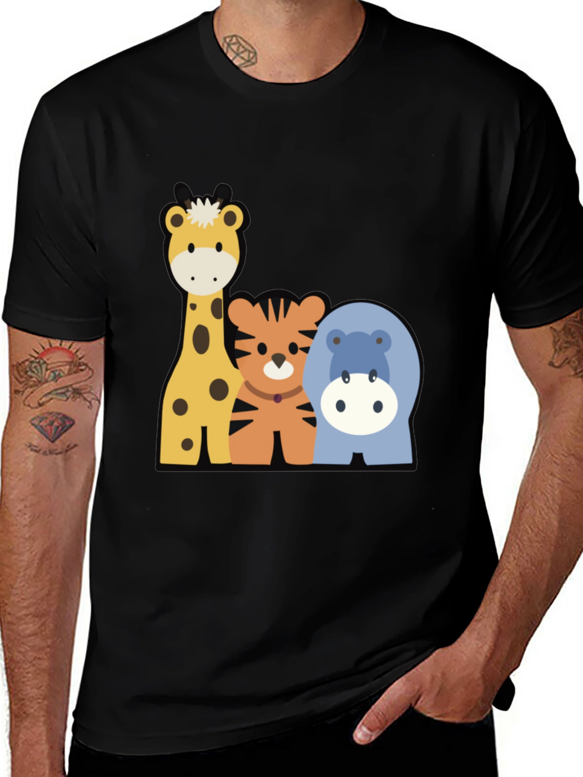 Cartoon Animal Crew Neck Tee