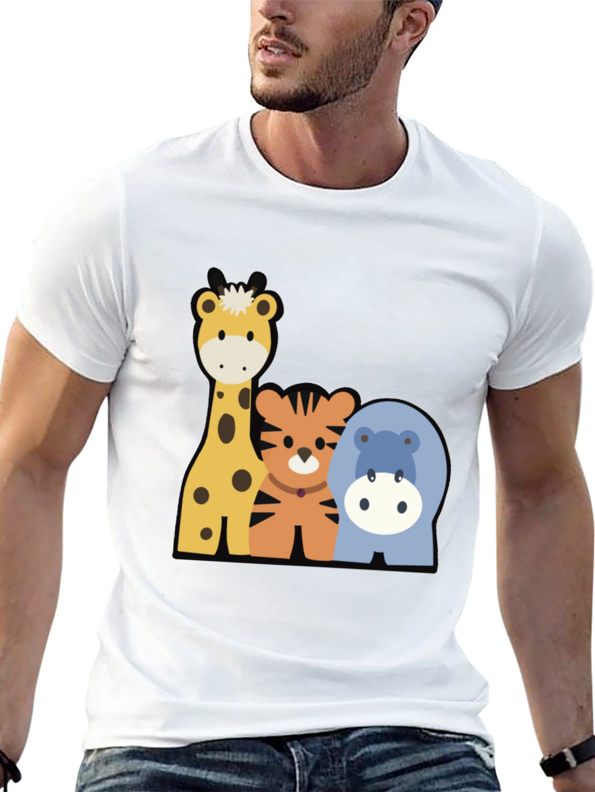 Cartoon Animal Crew Neck Tee