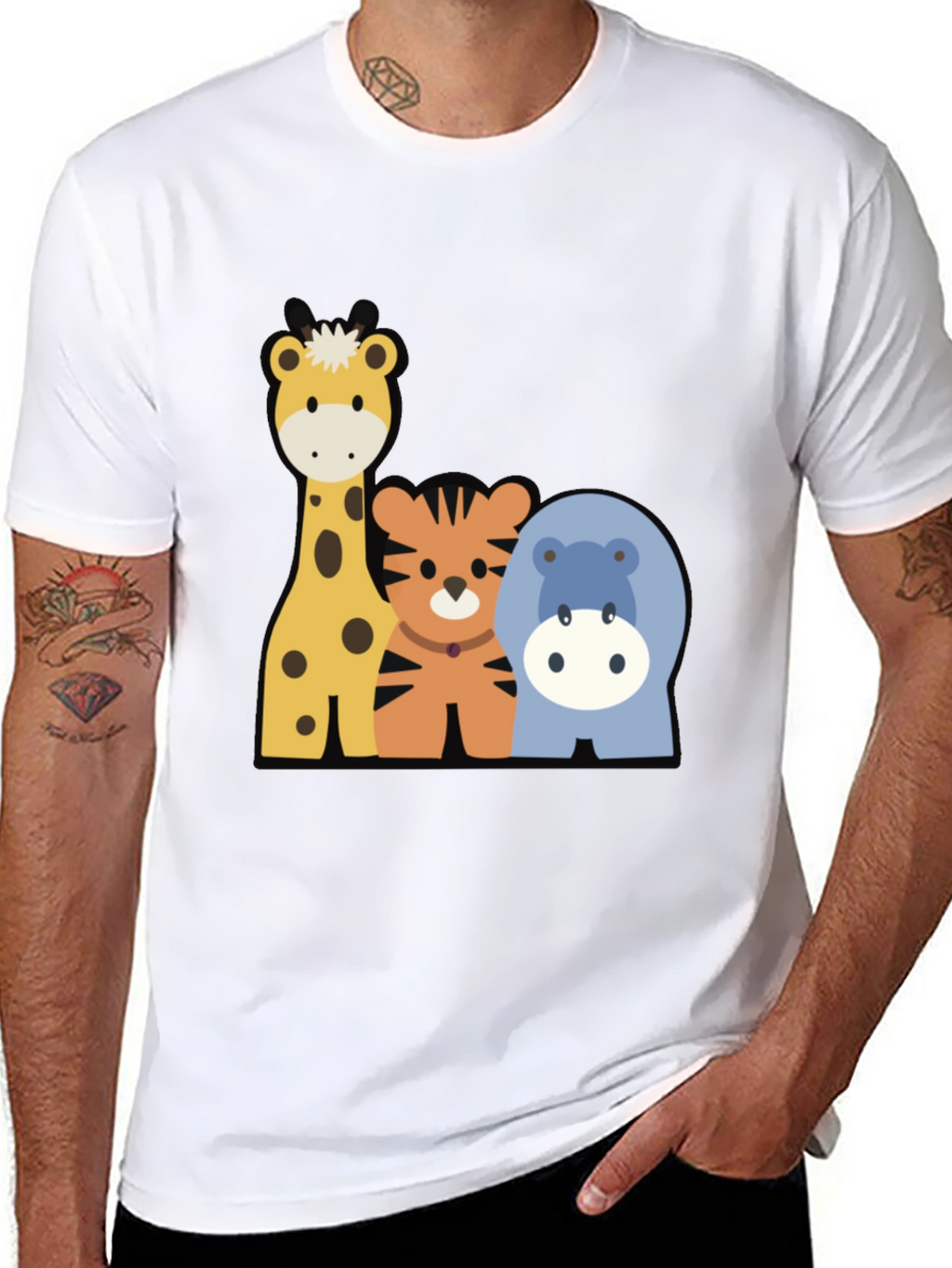 Cartoon Animal Crew Neck Tee