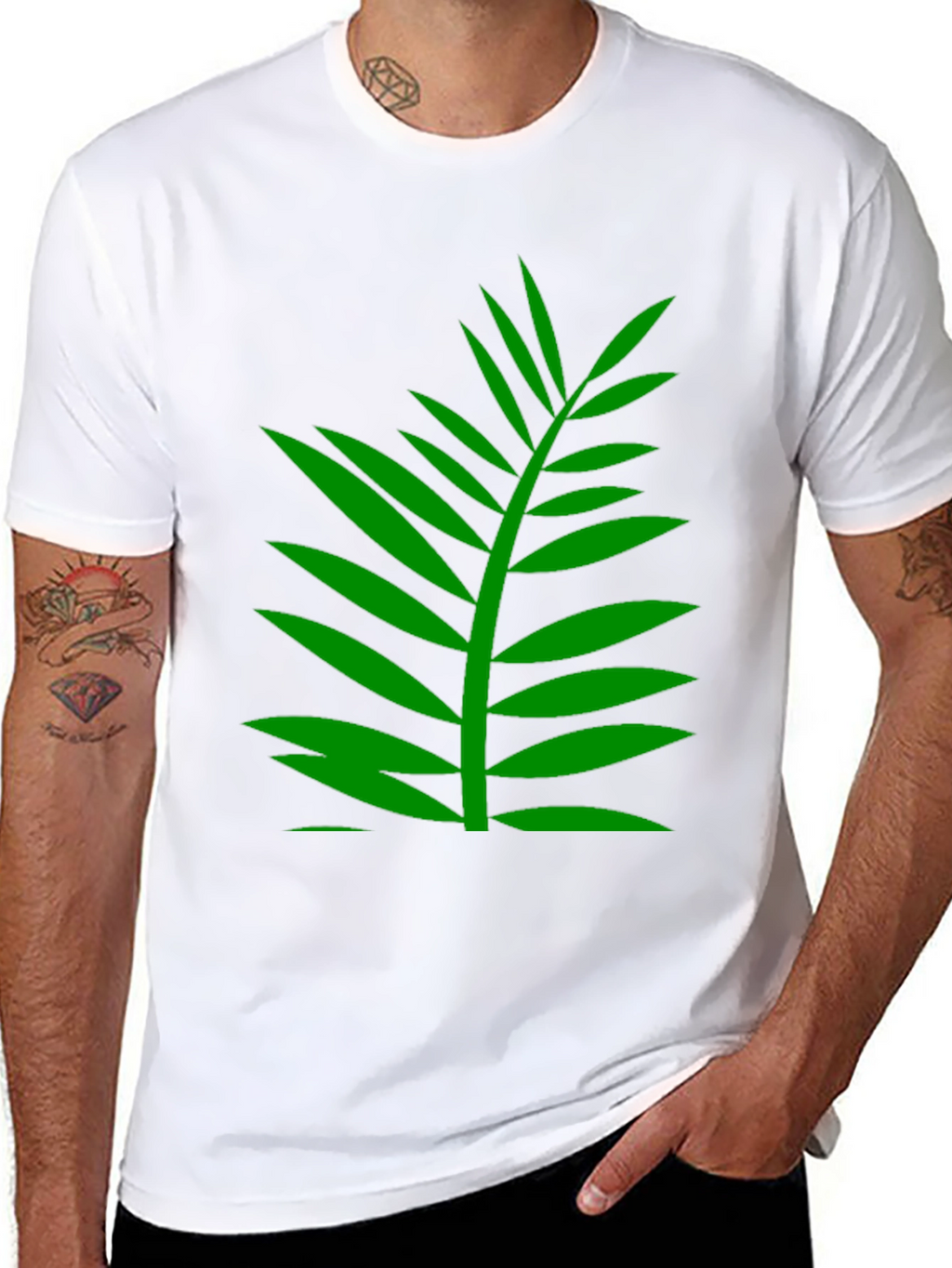 Tropical Palm Leaf Graphic T-Shirt - Black