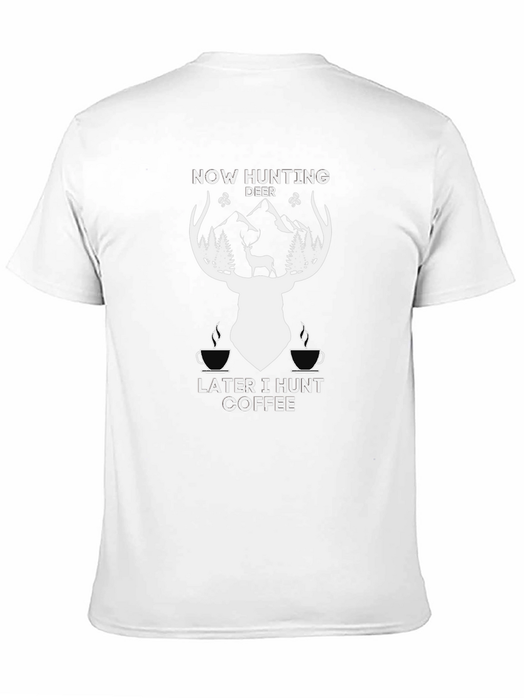 Hunting Deer Coffee Graphic T-Shirt - Black