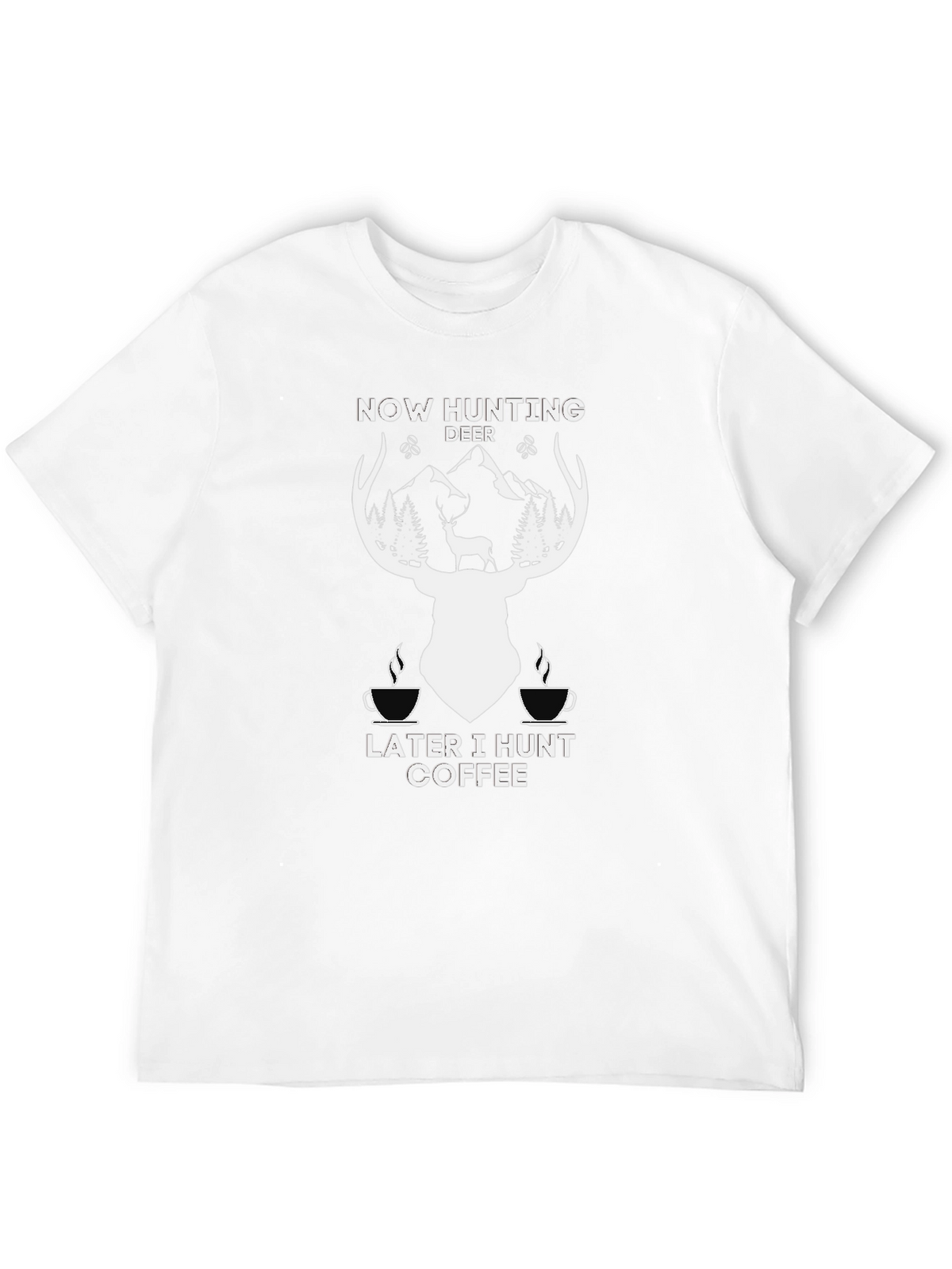 Hunting Deer Coffee Graphic T-Shirt - Black