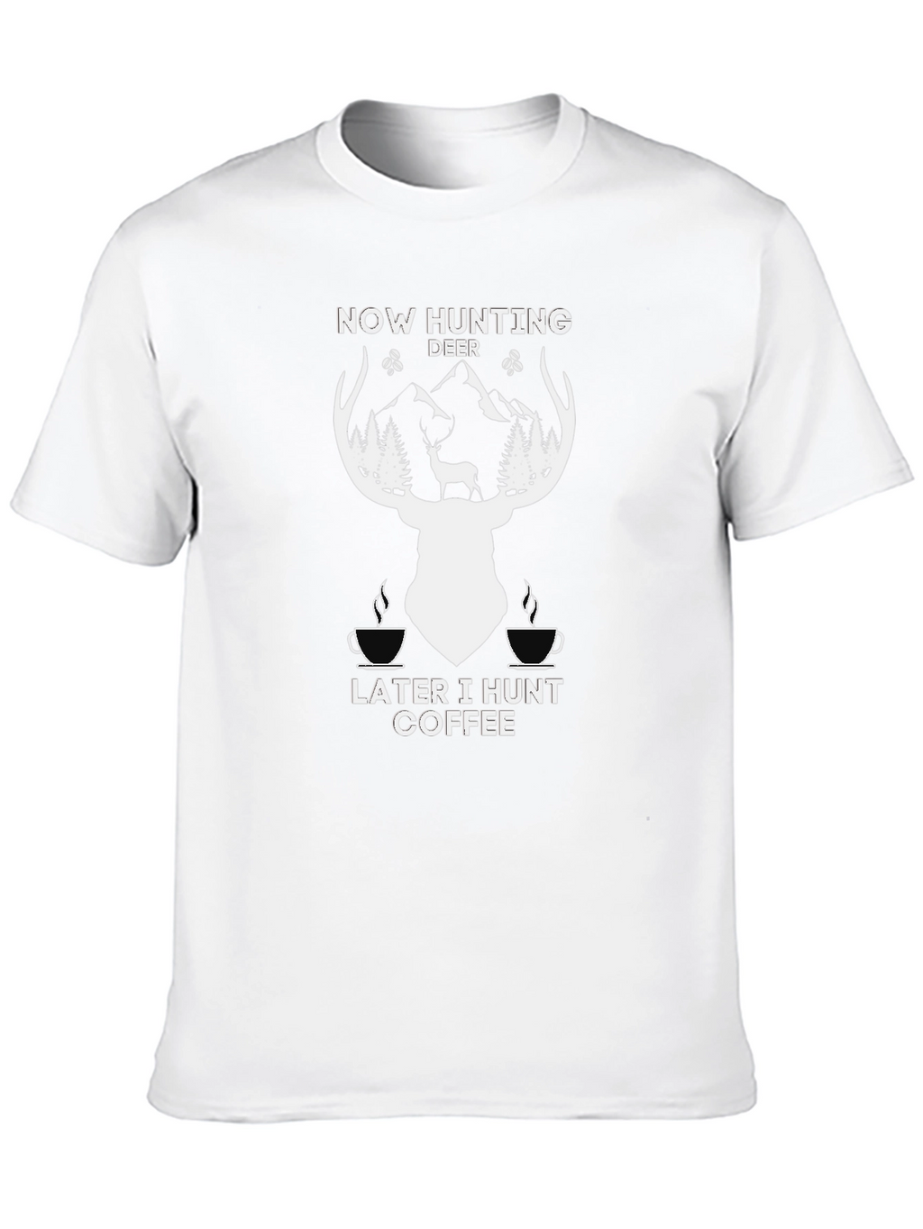 Hunting Deer Coffee Graphic T-Shirt - Black
