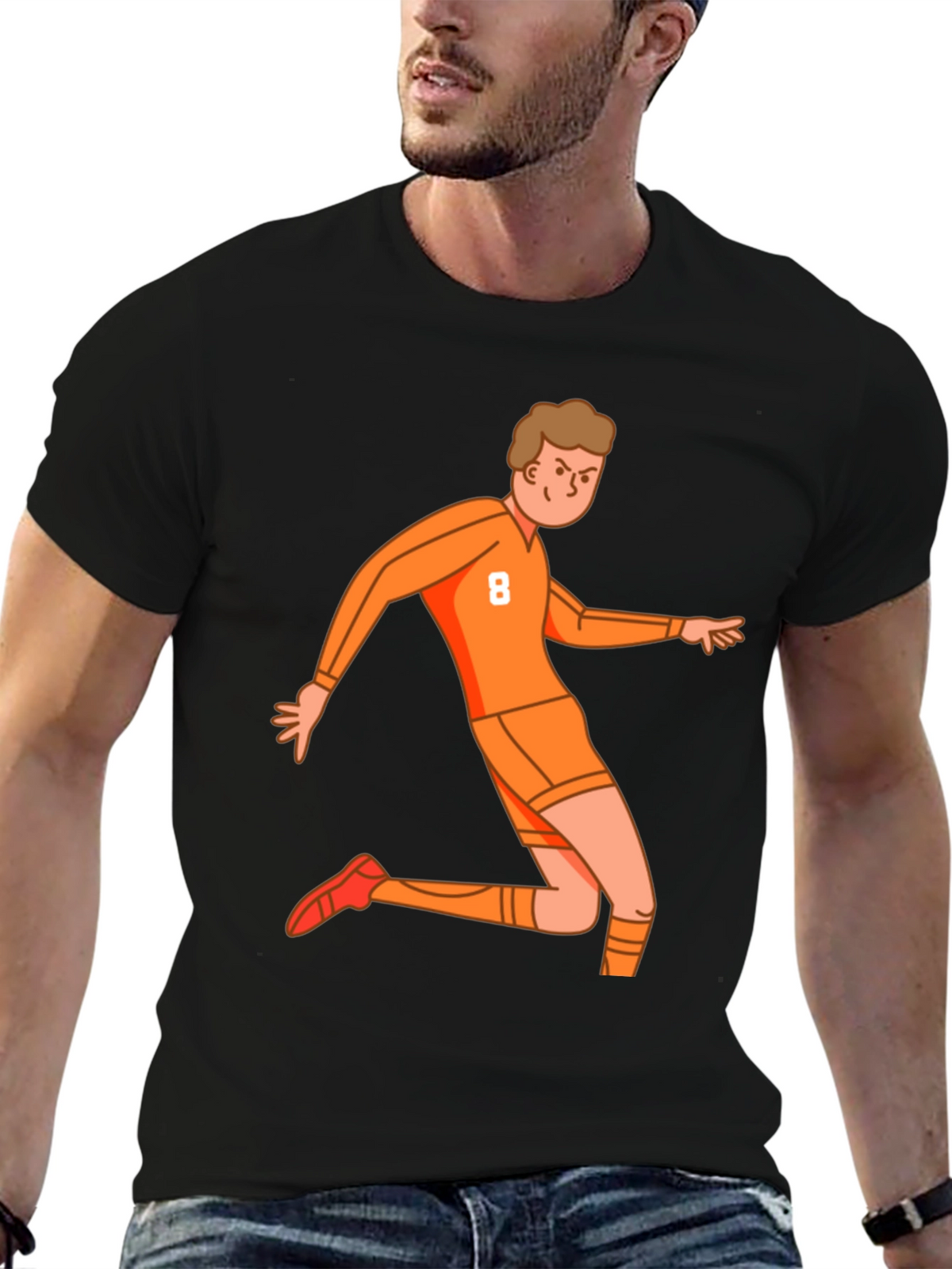 Orange Soccer Player Graphic Tee
