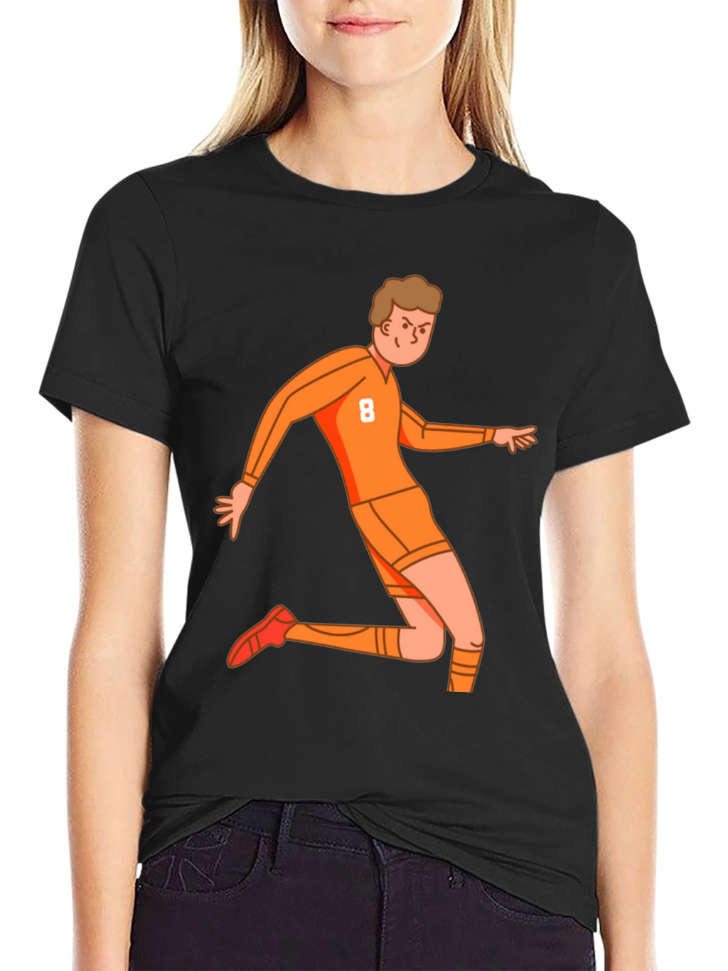 Orange Soccer Player Graphic Tee