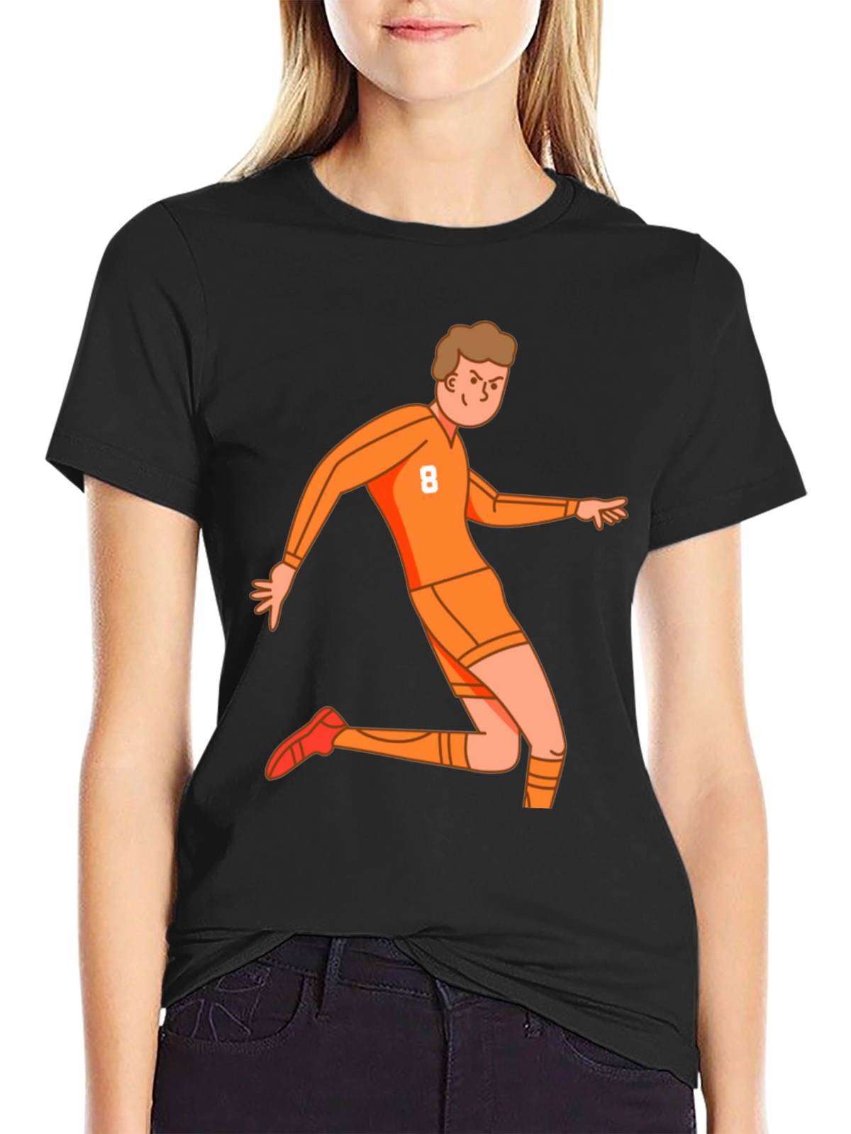 Orange Soccer Player Graphic Tee