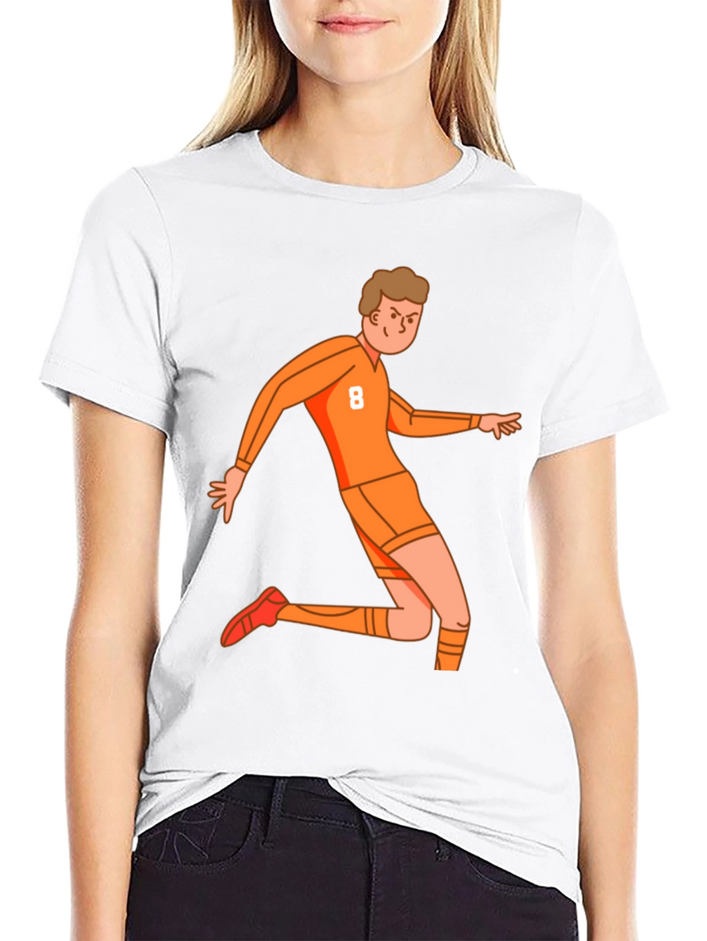 Orange Soccer Player Graphic Tee