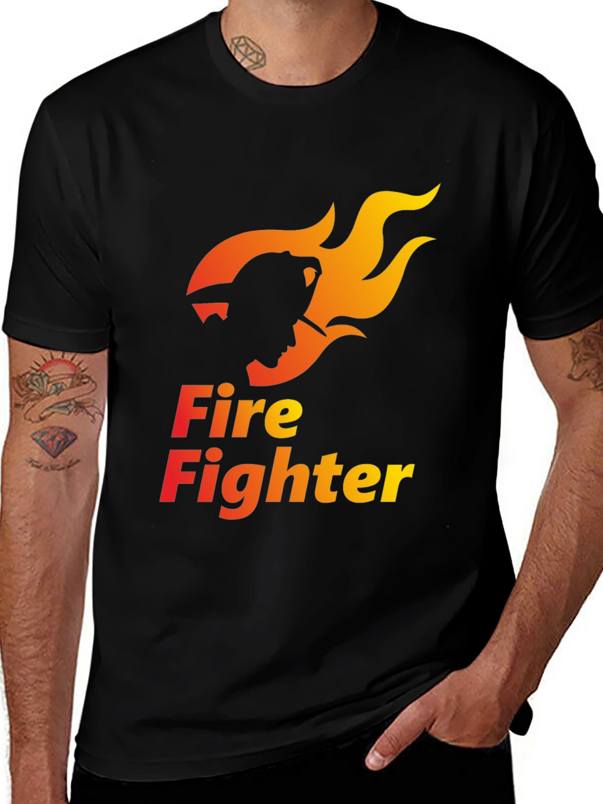 Firefighter Graphic Tee - Black Cotton Comfort