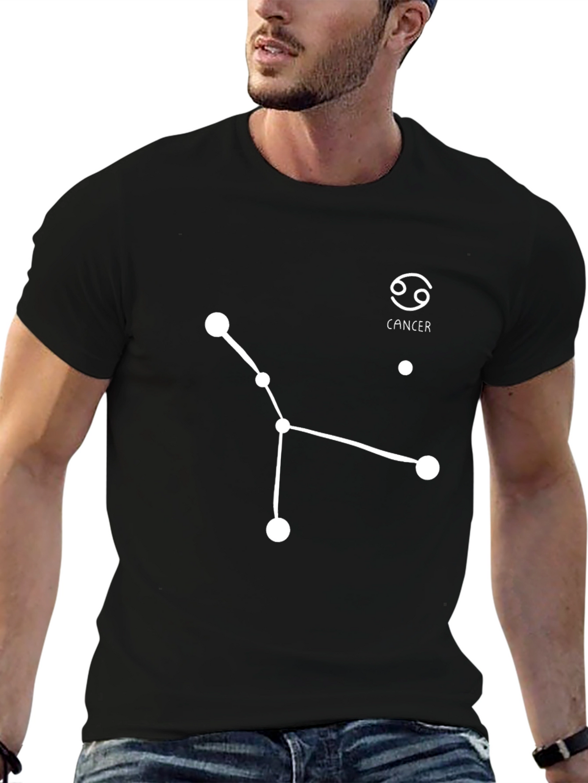 Cancer Zodiac Constellation Black T-Shirt