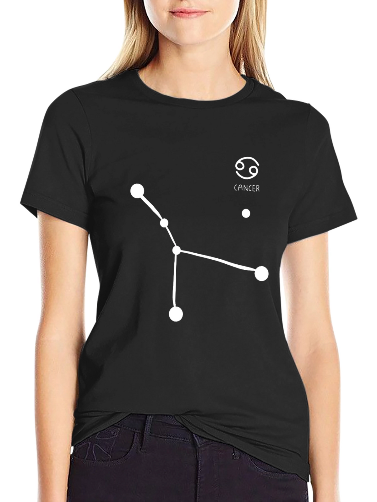 Cancer Zodiac Constellation Black T-Shirt