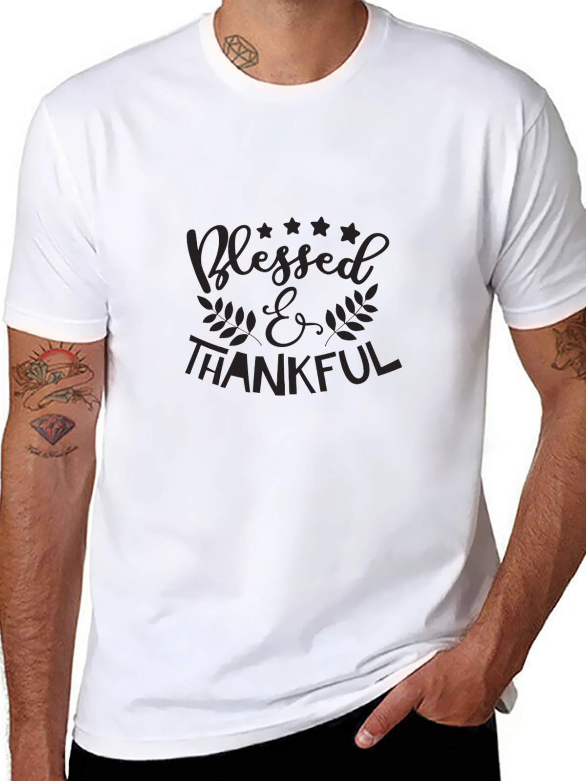 Blessed & Thankful Black Graphic Tee