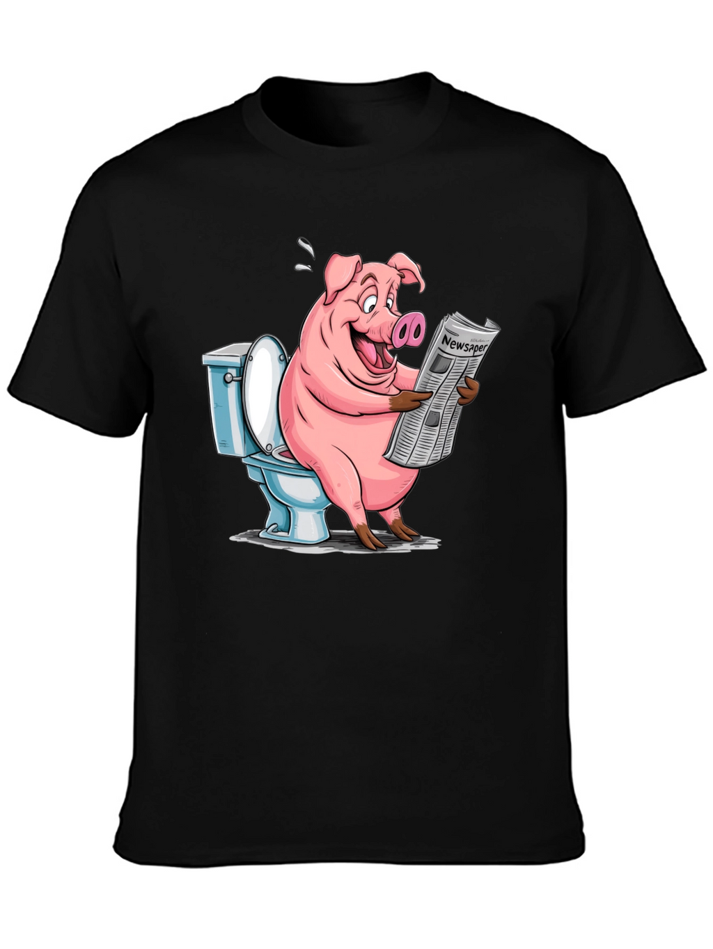 Pig Reading Newspaper on Toilet T-Shirt
