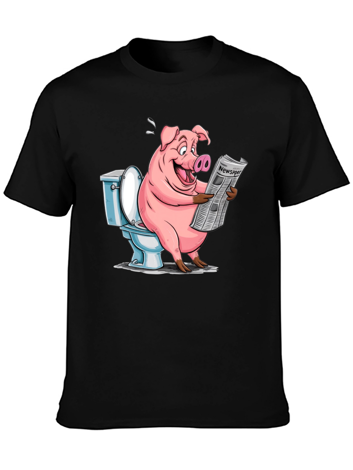 Pig Reading Newspaper on Toilet T-Shirt