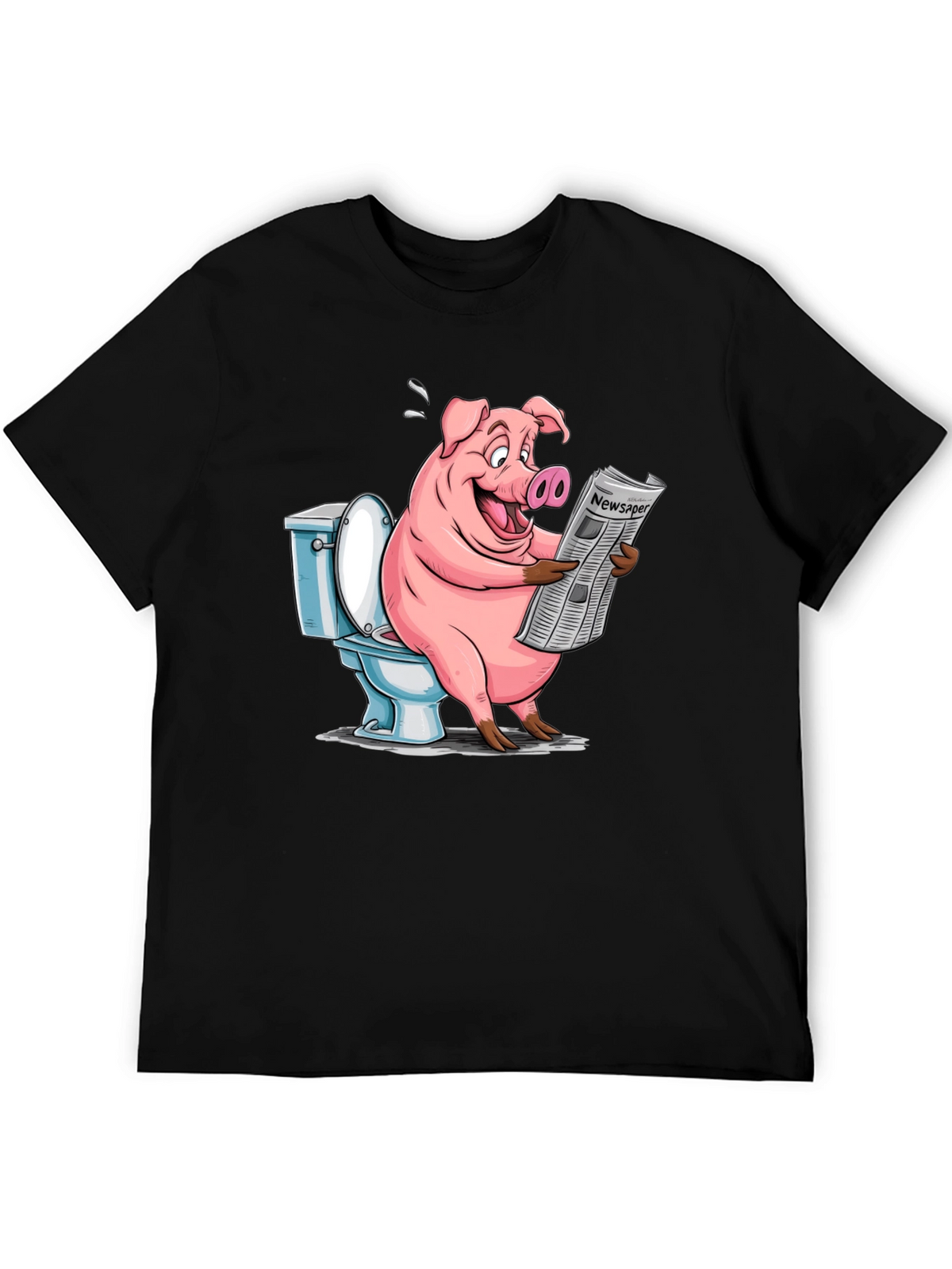 Pig Reading Newspaper on Toilet T-Shirt