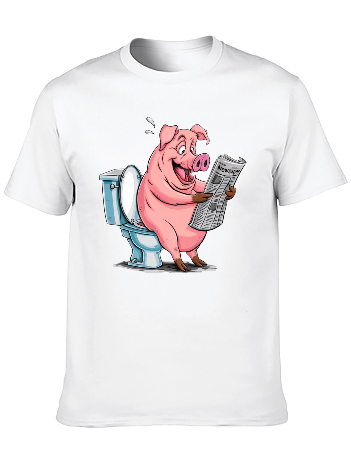 Pig Reading Newspaper on Toilet T-Shirt