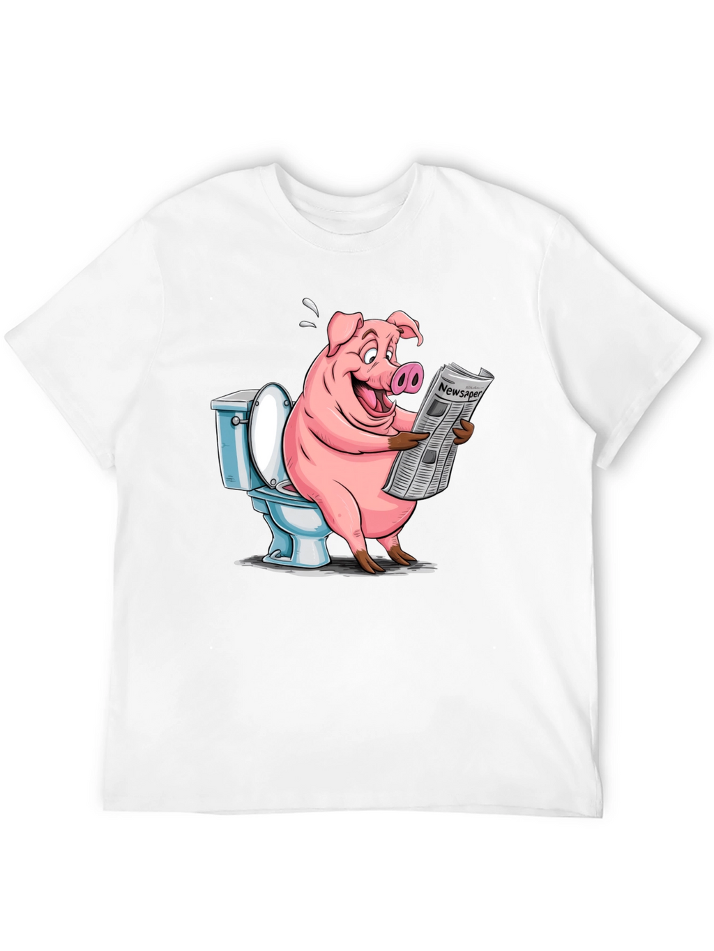 Pig Reading Newspaper on Toilet T-Shirt
