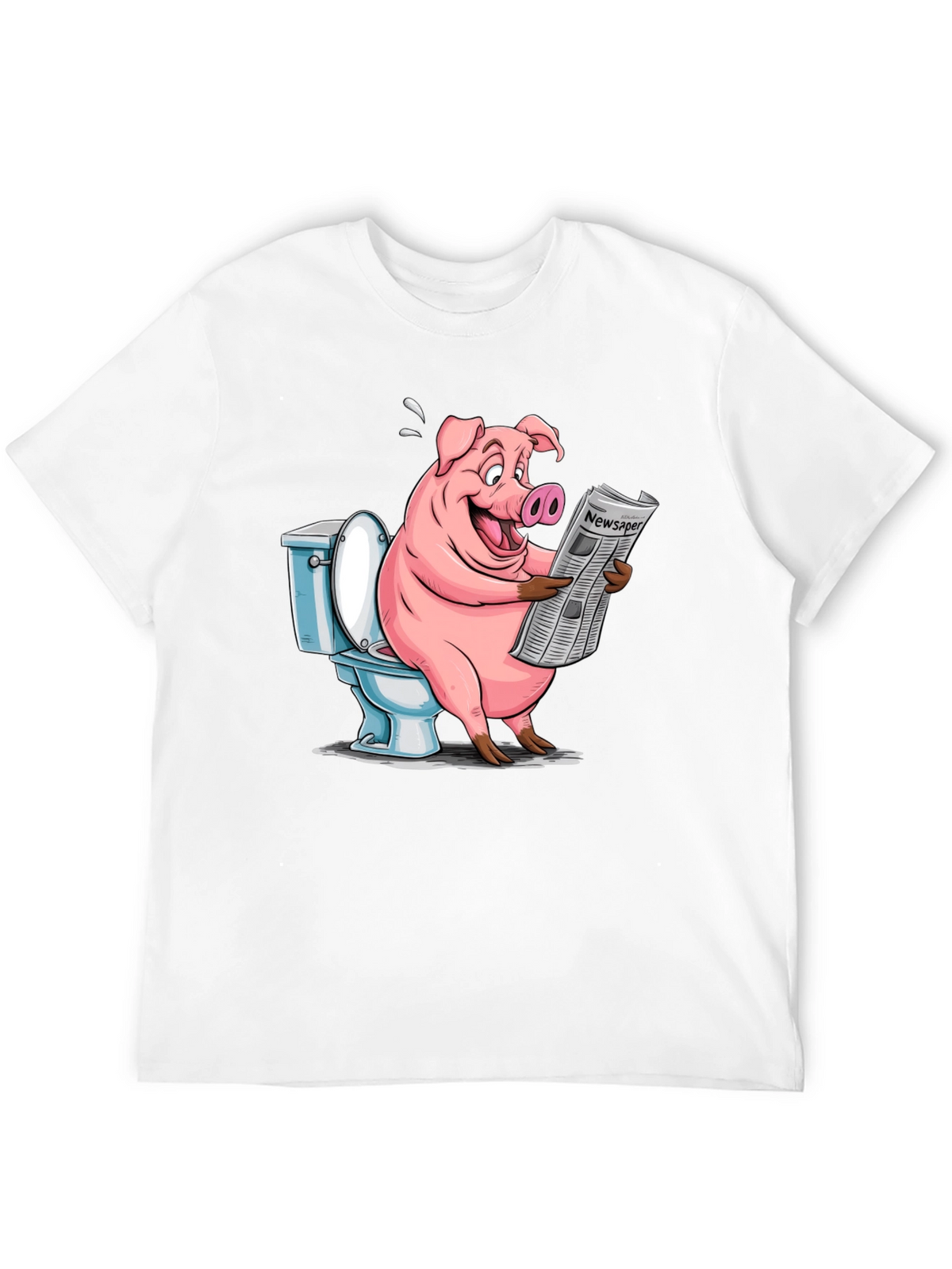 Pig Reading Newspaper on Toilet T-Shirt