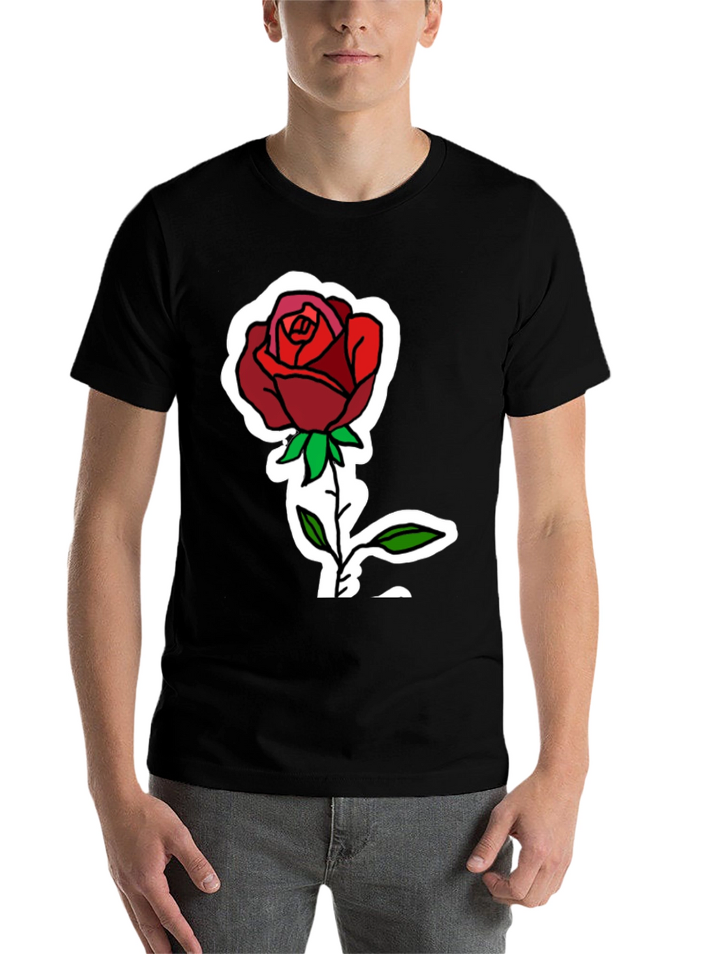 Rose Graphic Print Black T-Shirt