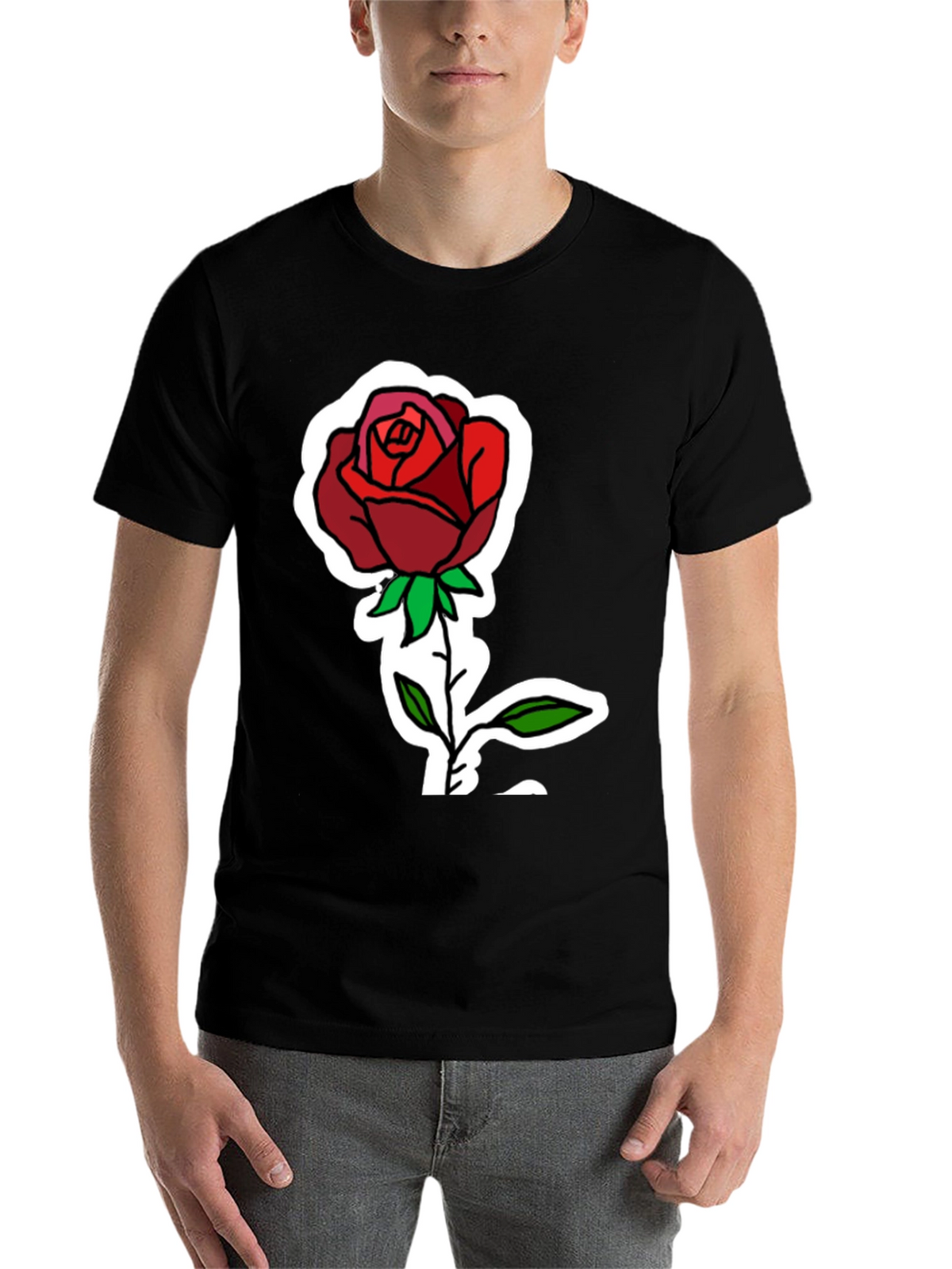 Rose Graphic Print Black T-Shirt