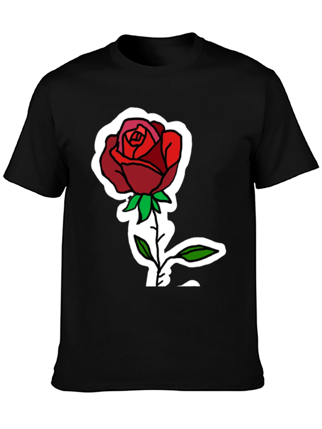 Rose Graphic Print Black T-Shirt