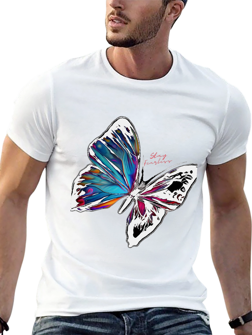 Stay Fearless Butterfly Graphic T-Shirt - Black