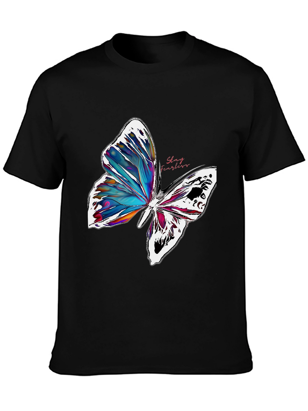 Stay Fearless Butterfly Graphic T-Shirt - Black