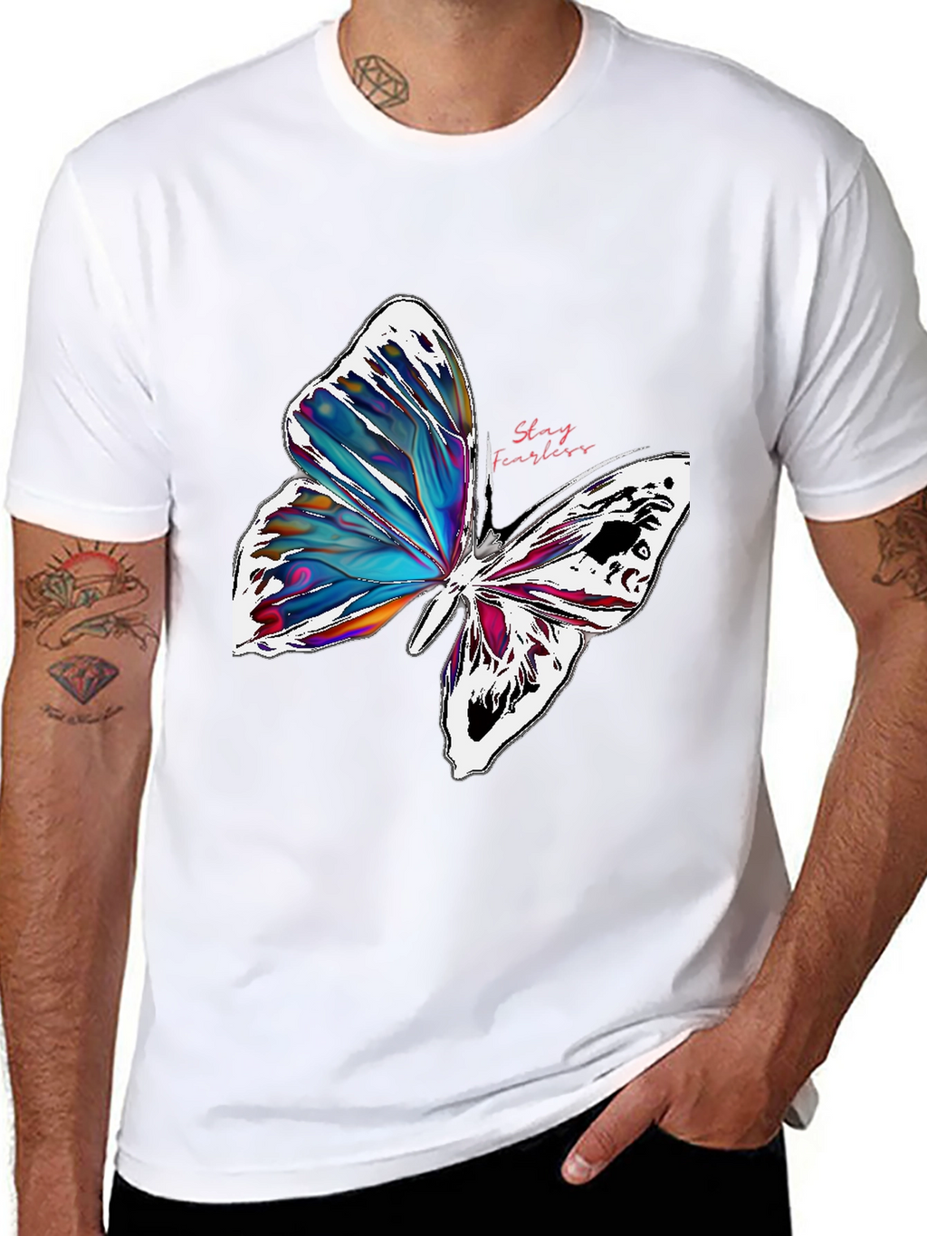 Stay Fearless Butterfly Graphic T-Shirt - Black