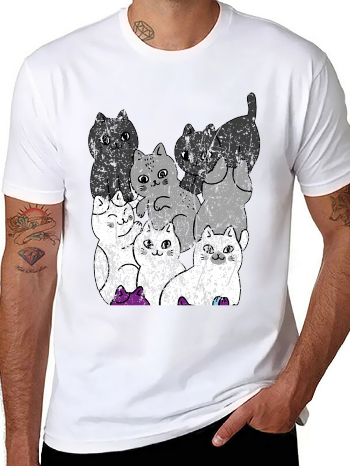 Quirky Cat Graphic Tee - Unisex Cotton T-Shirt