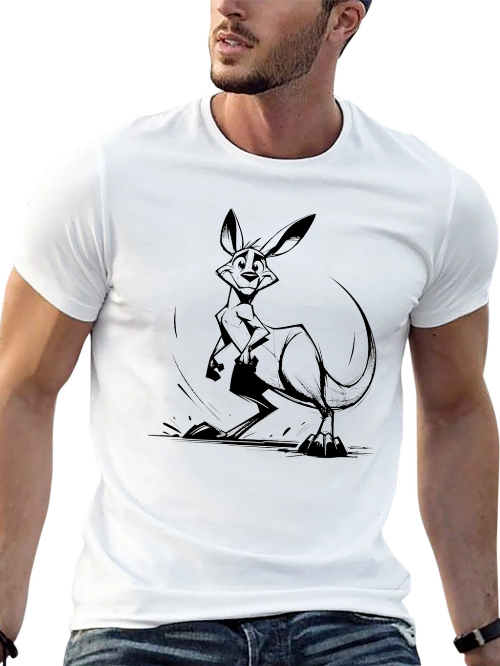 Kangaroo Graphic T-Shirt - Black