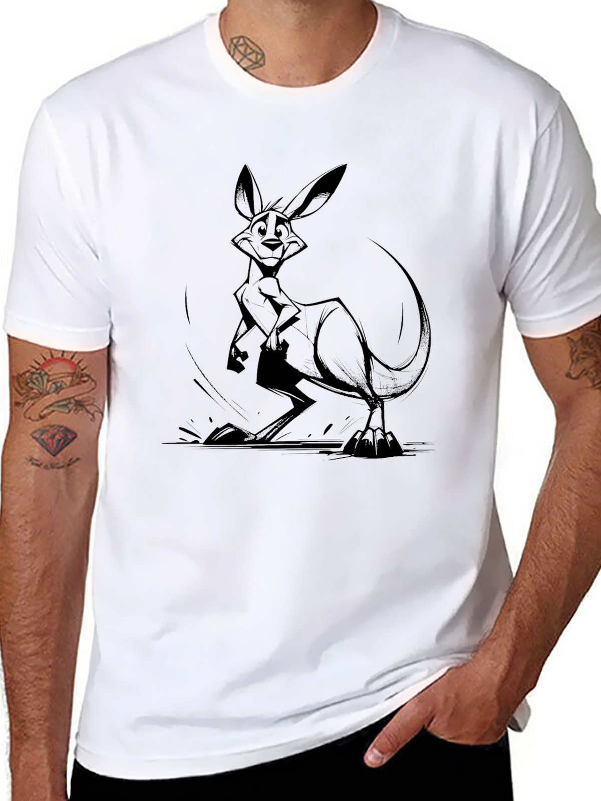 Kangaroo Graphic T-Shirt - Black