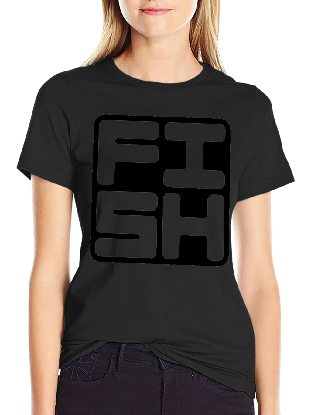 FISH Graphic Print Black T-Shirt