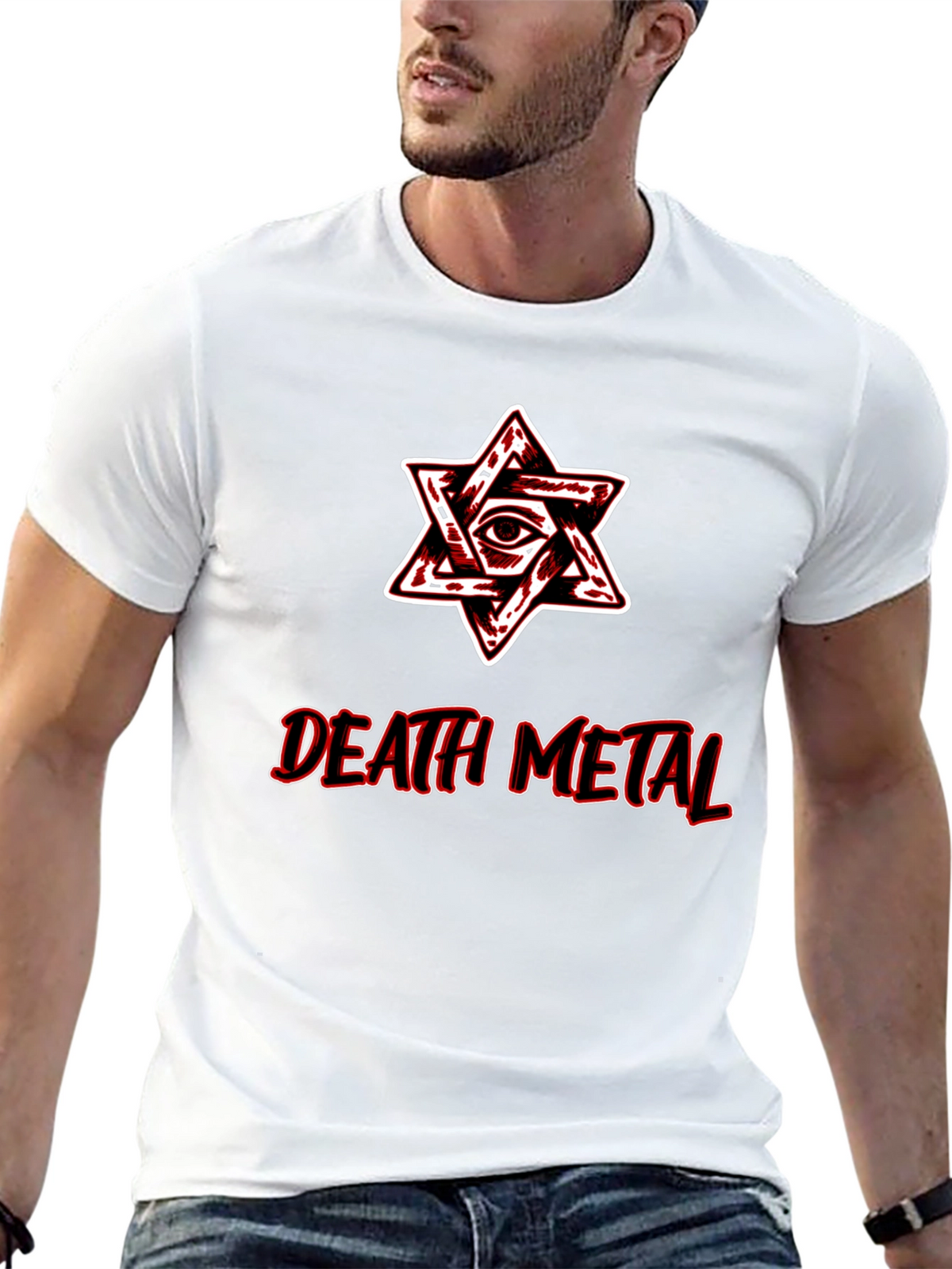 Death Metal Graphic Tee - Occult Star Eye Design
