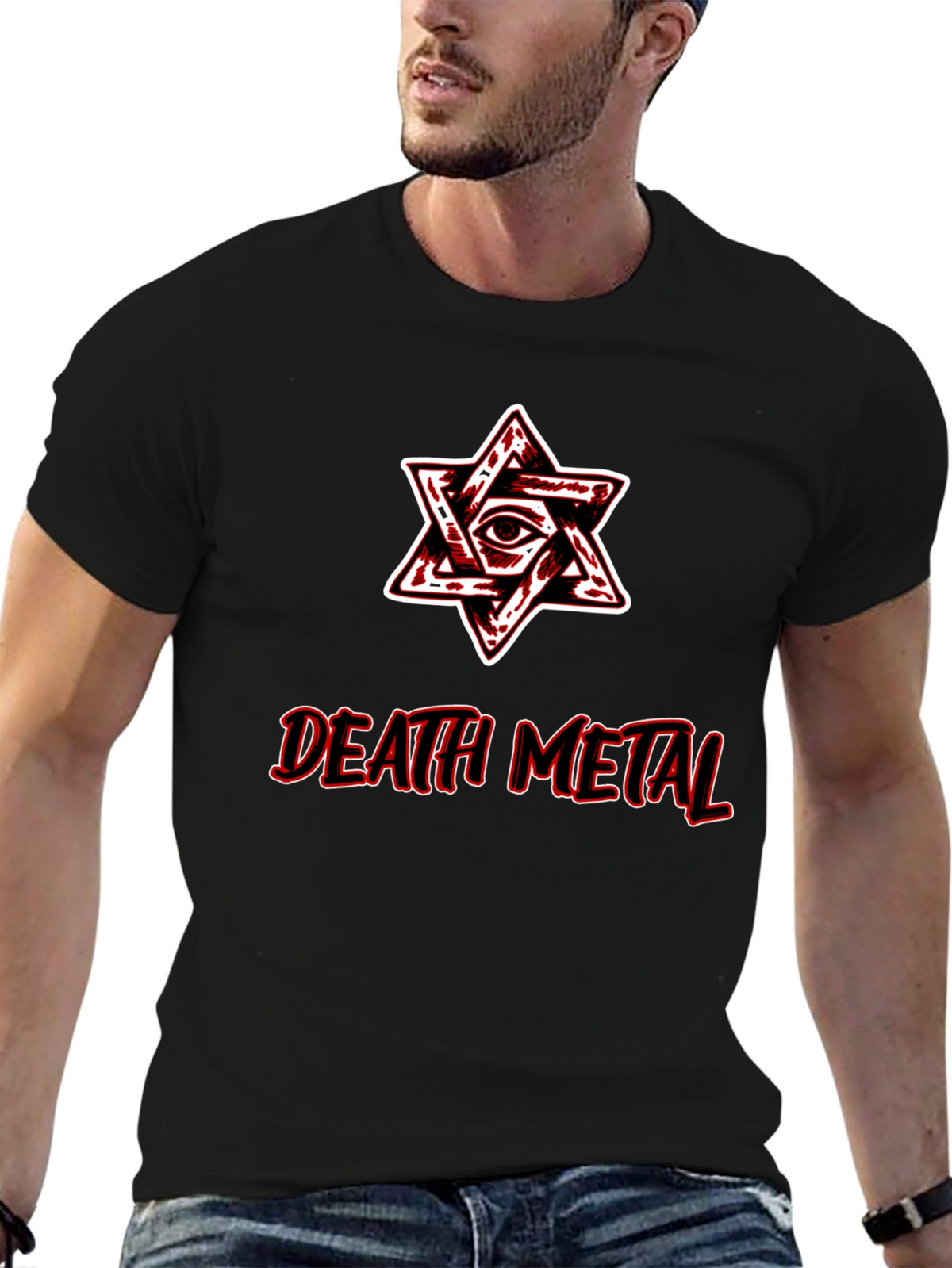 Death Metal Graphic Tee - Occult Star Eye Design