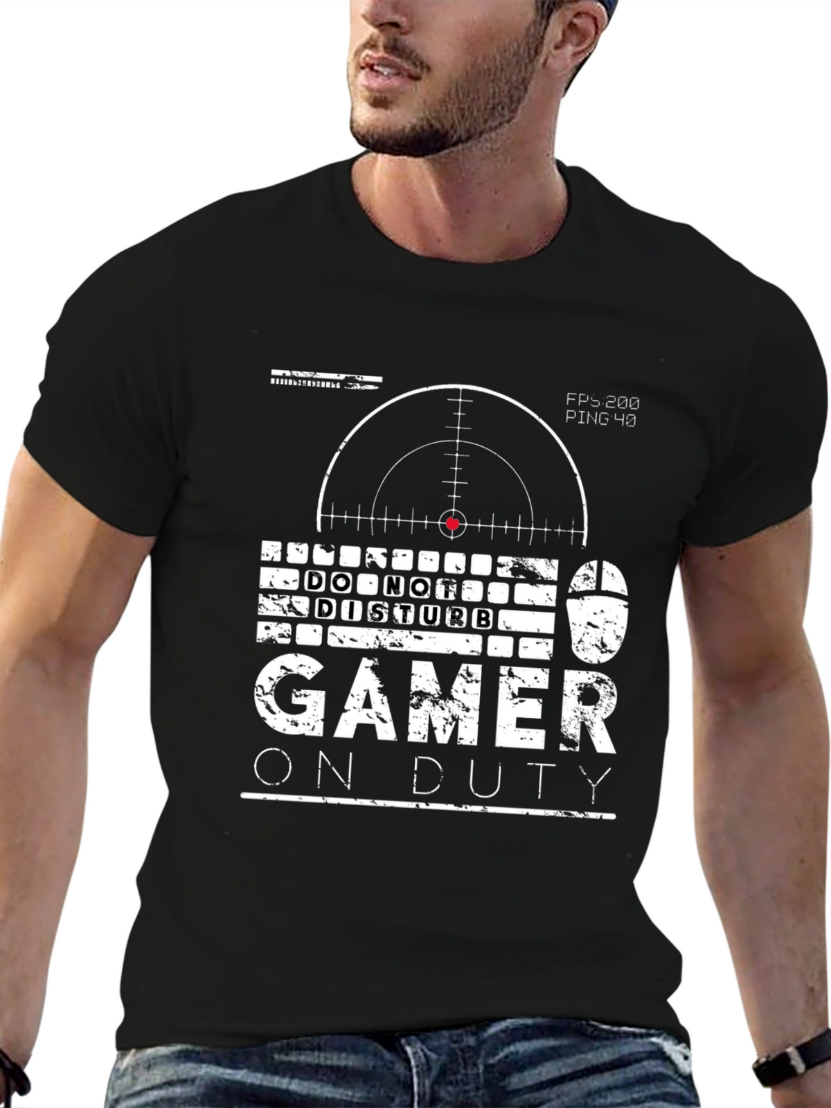 Gamer On Duty Graphic Tee - Black Cotton T-Shirt