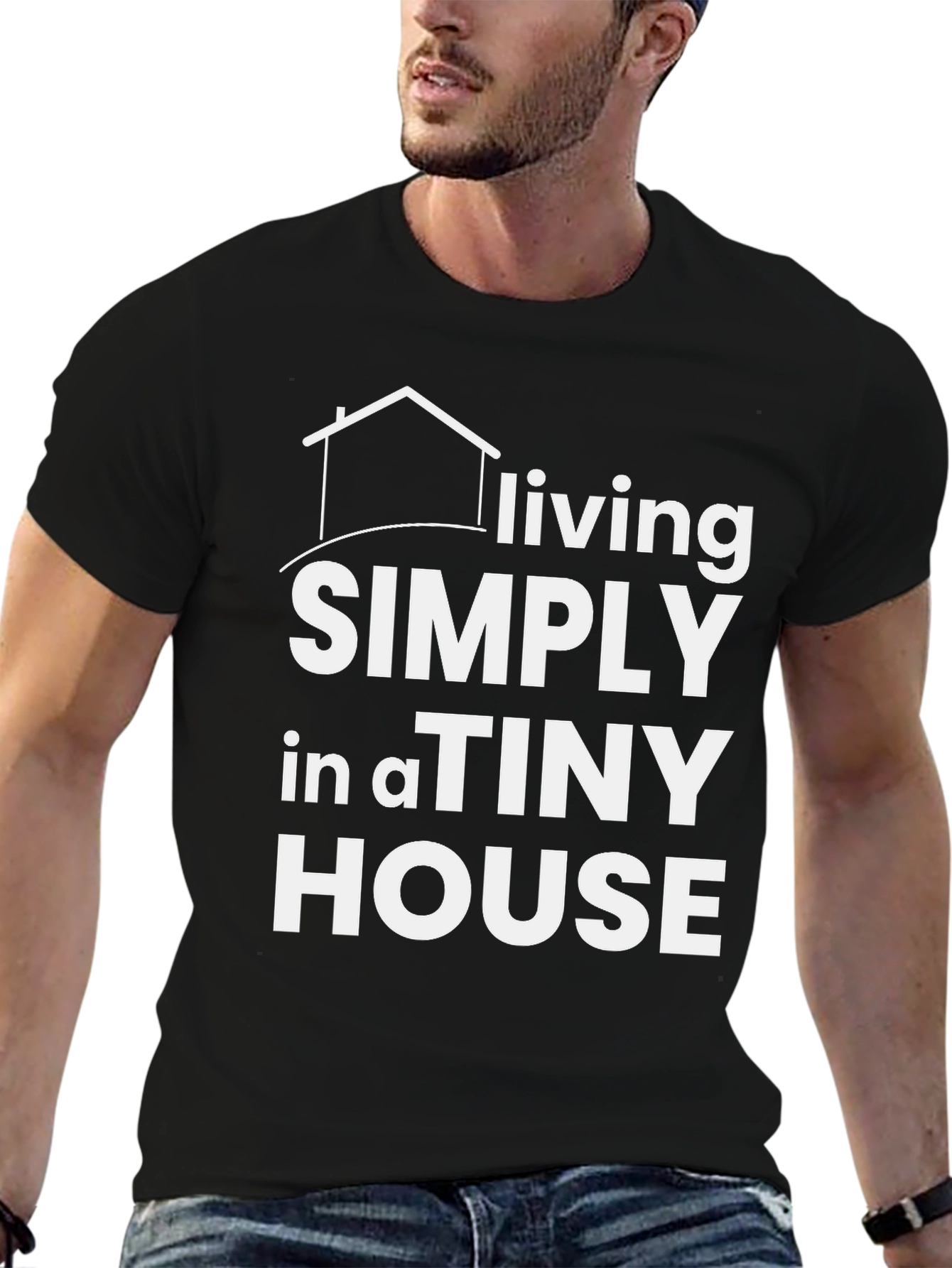 Living Simply in a Tiny House Black T-Shirt