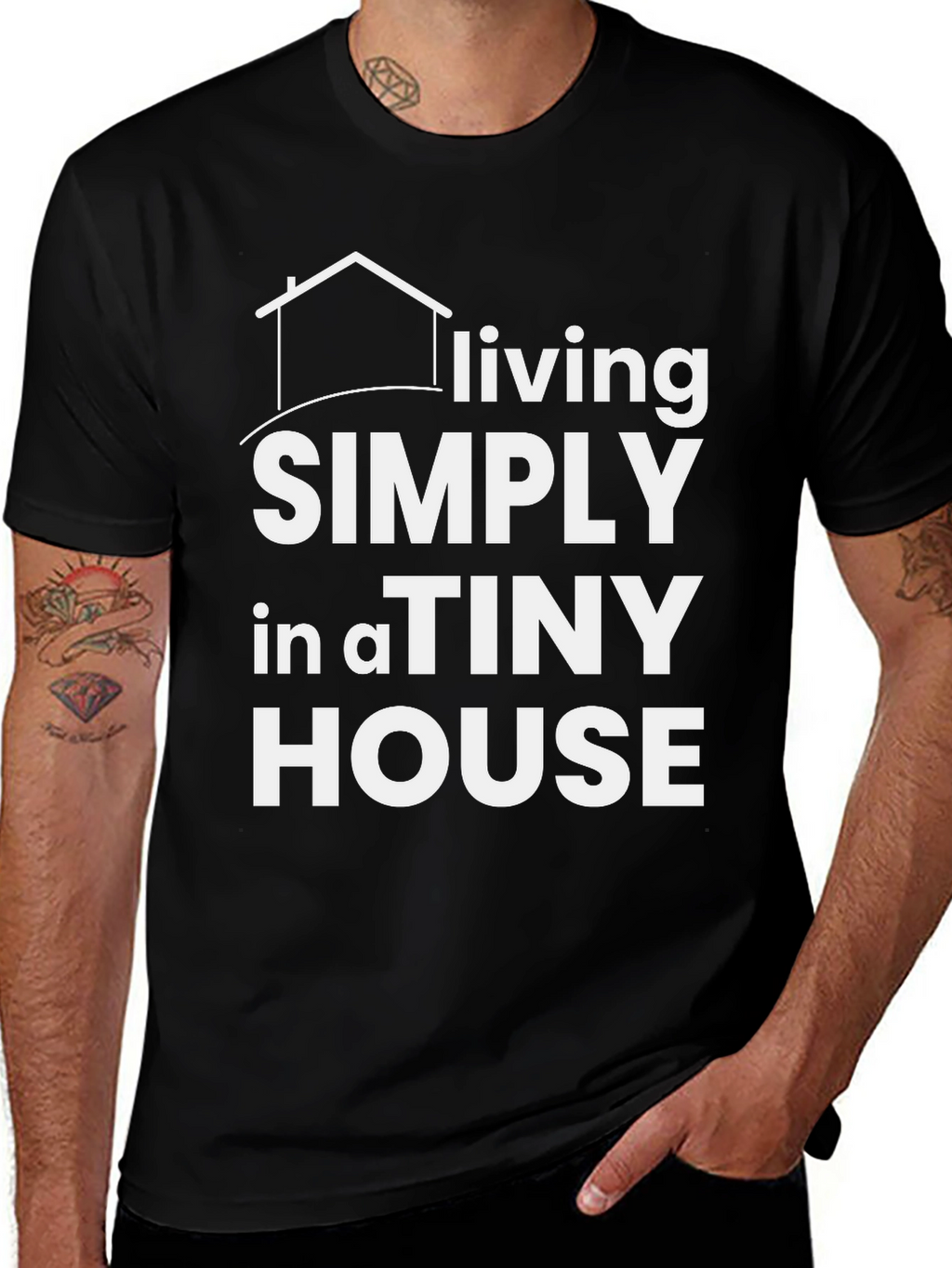Living Simply in a Tiny House Black T-Shirt