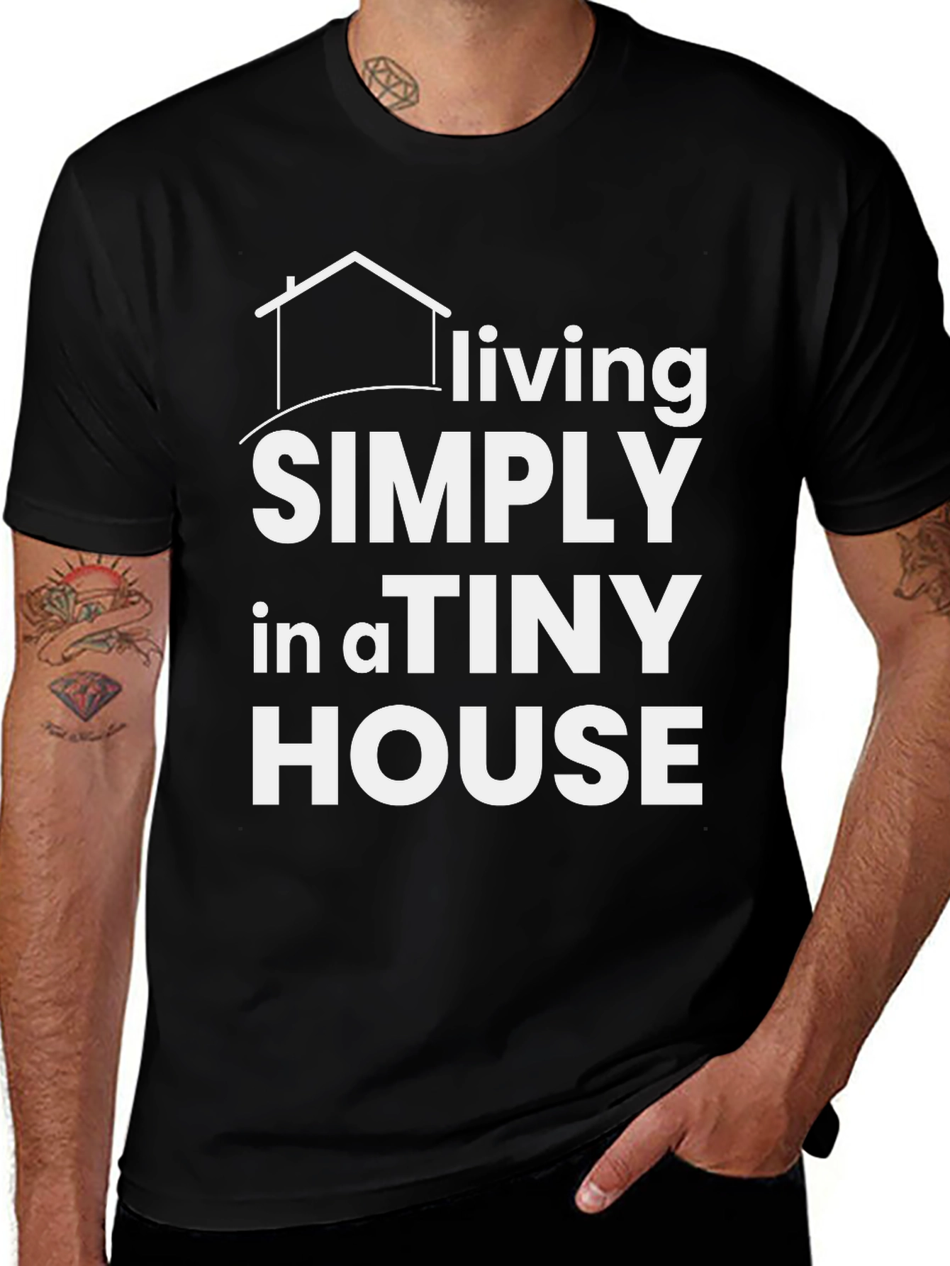 Living Simply in a Tiny House Black T-Shirt