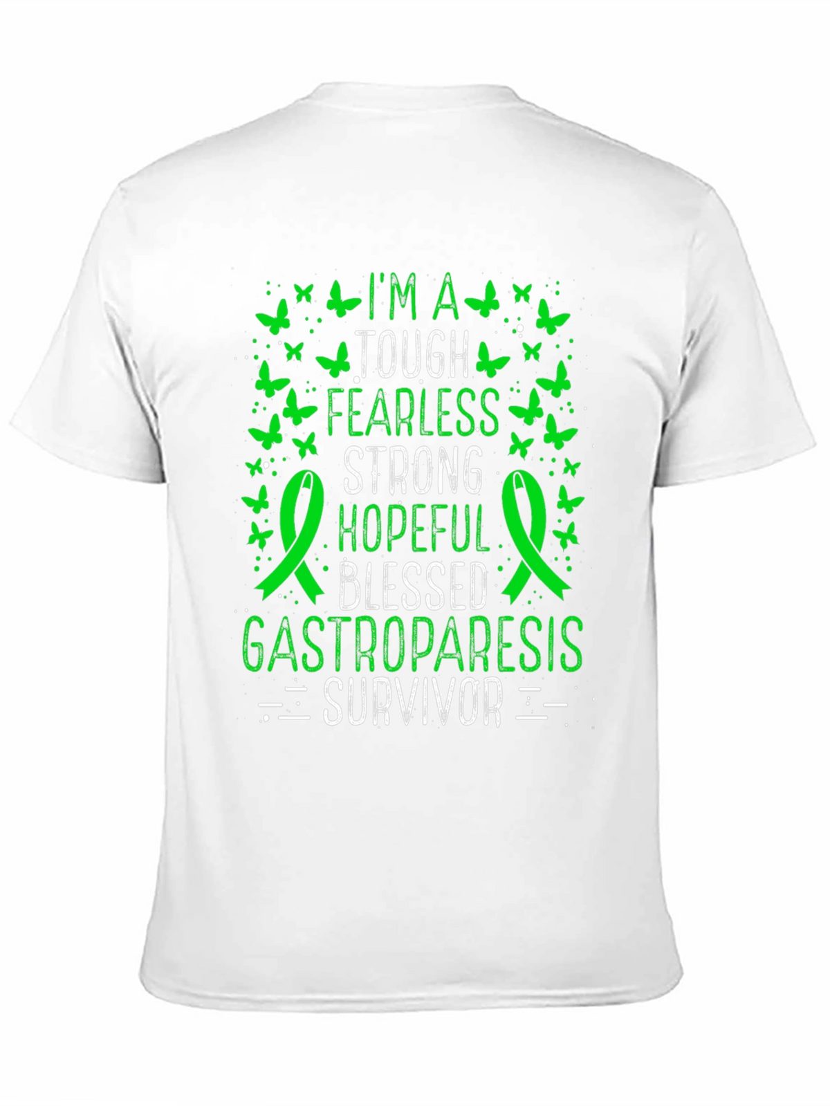 Gastroparesis Survivor T-Shirt - Green Butterfly Design