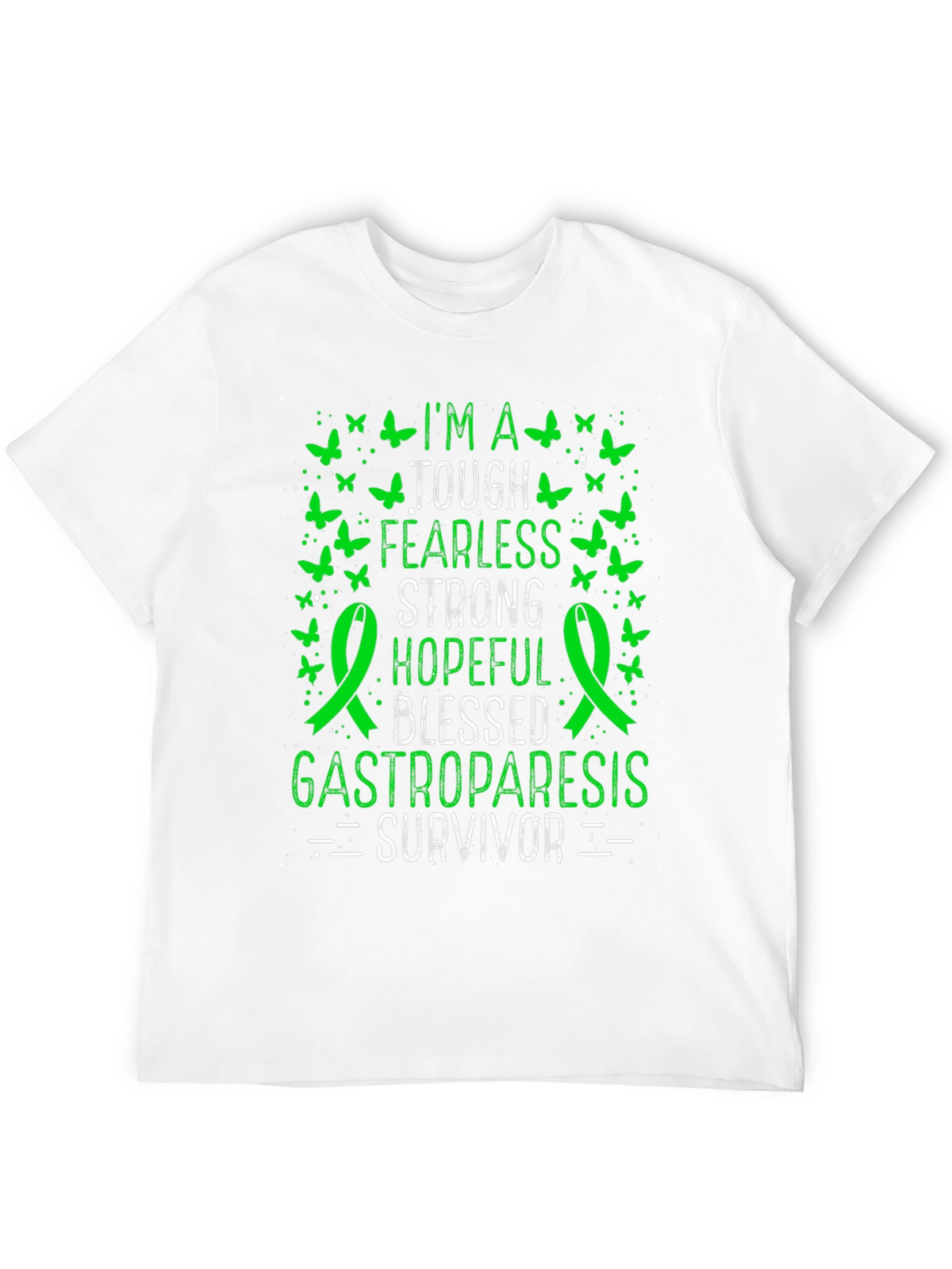 Gastroparesis Survivor T-Shirt - Green Butterfly Design