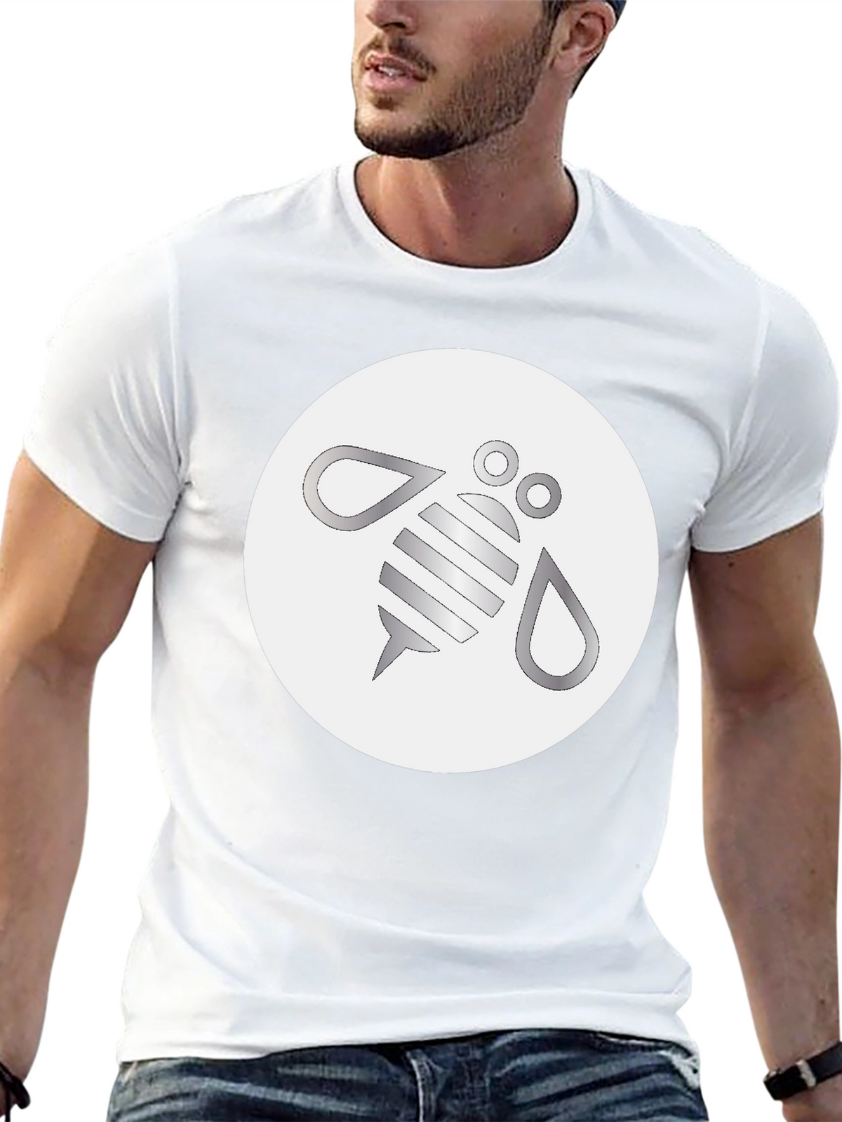 Modern Bee Graphic Black T-Shirt
