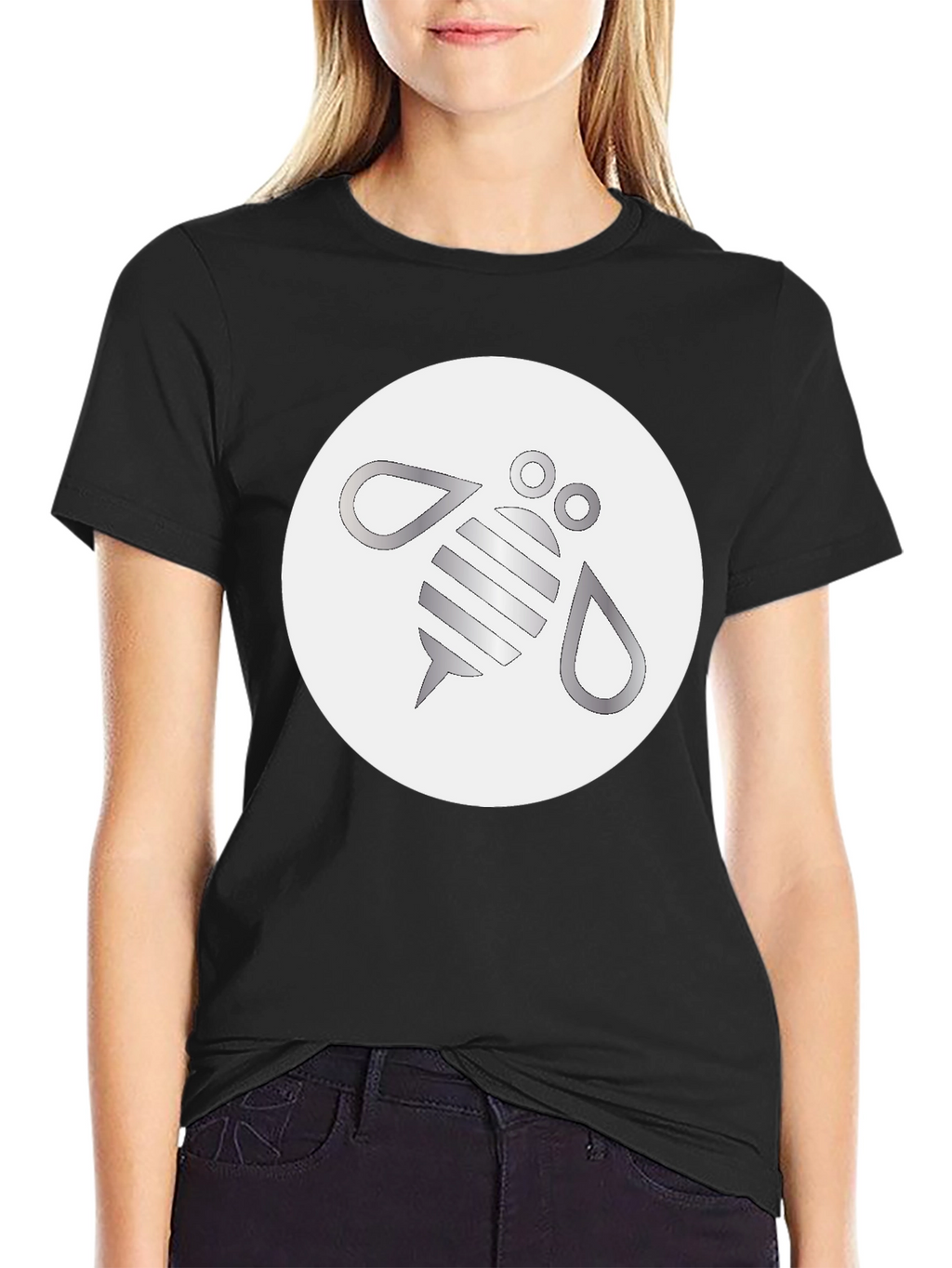 Modern Bee Graphic Black T-Shirt