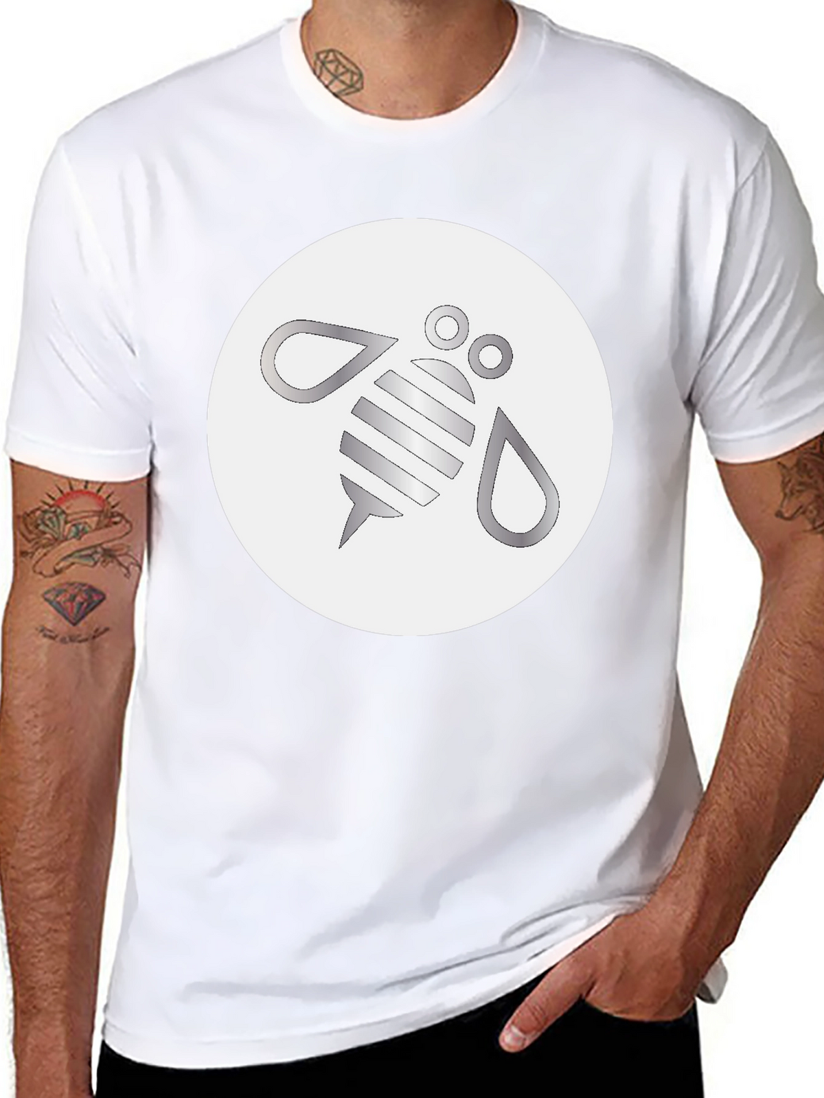 Modern Bee Graphic Black T-Shirt