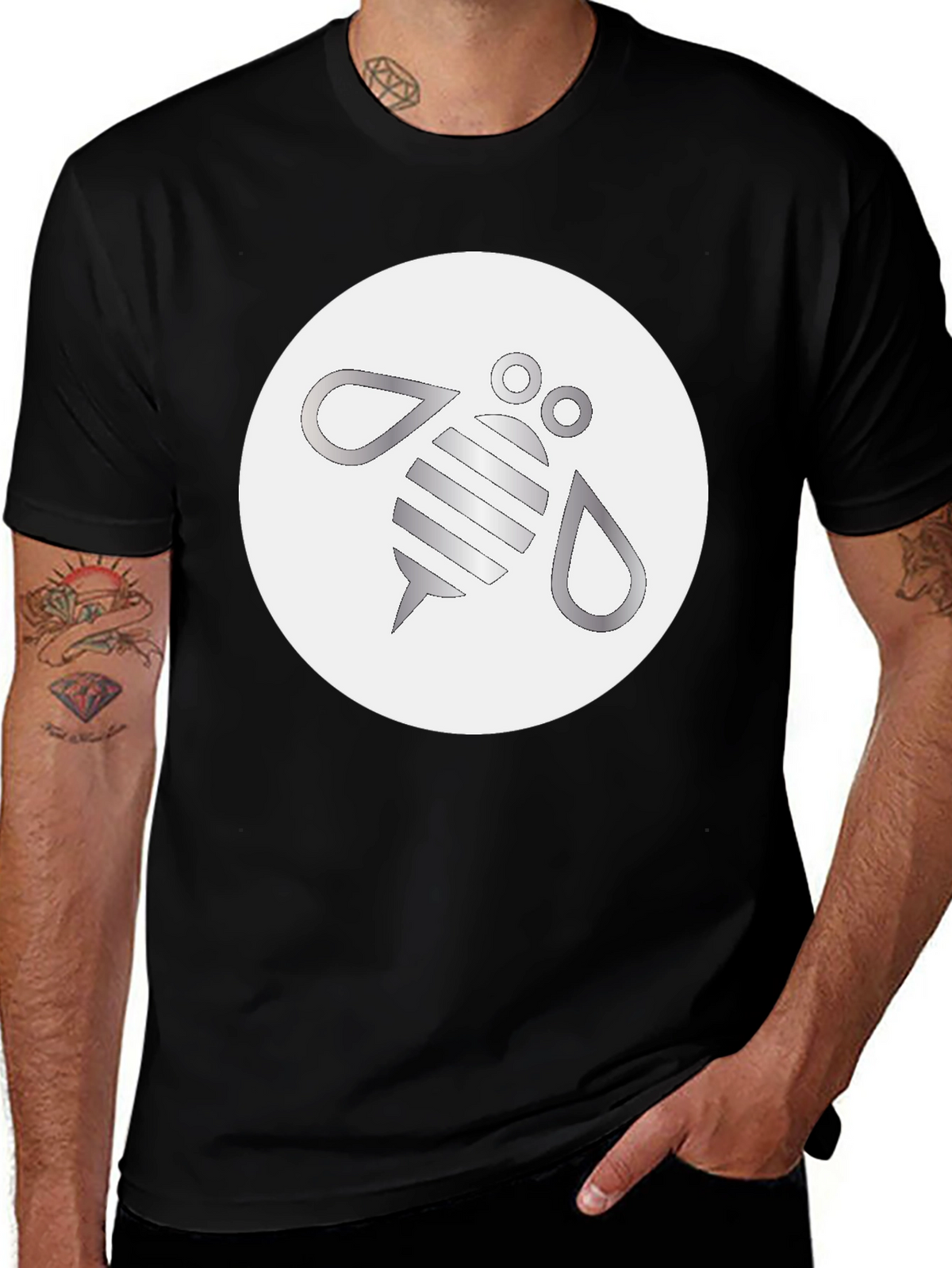 Modern Bee Graphic Black T-Shirt